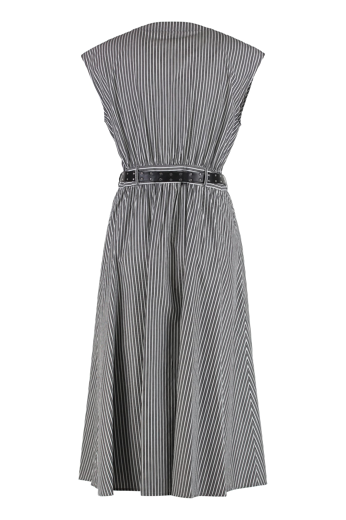 Michael Michael Kors Graphic Stripe Midi Dress In Black