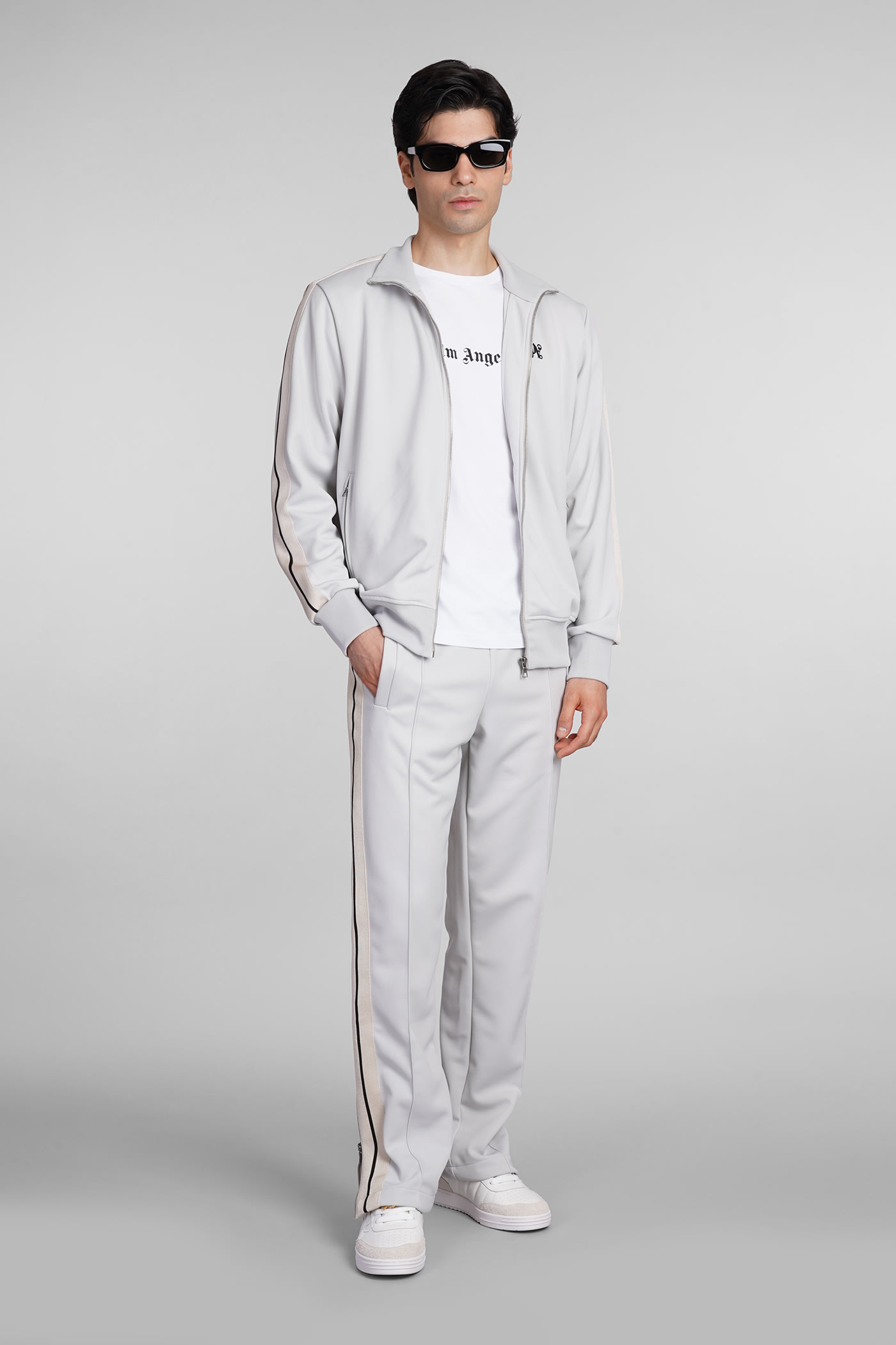 Shop Palm Angels Sweatshirt In Grey Polyester