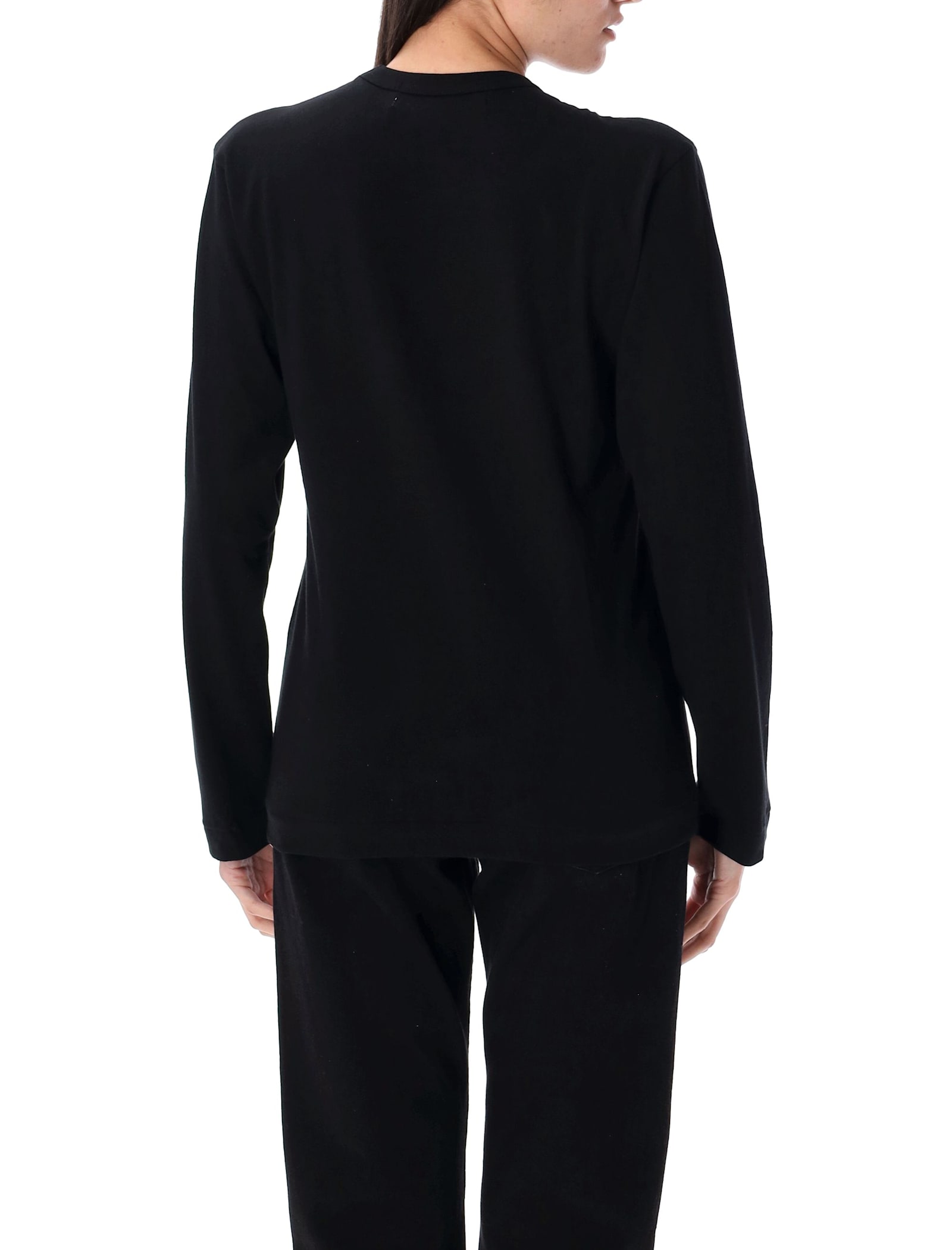 Comme Des Garçons Play Double Heart L/s Tee In Black