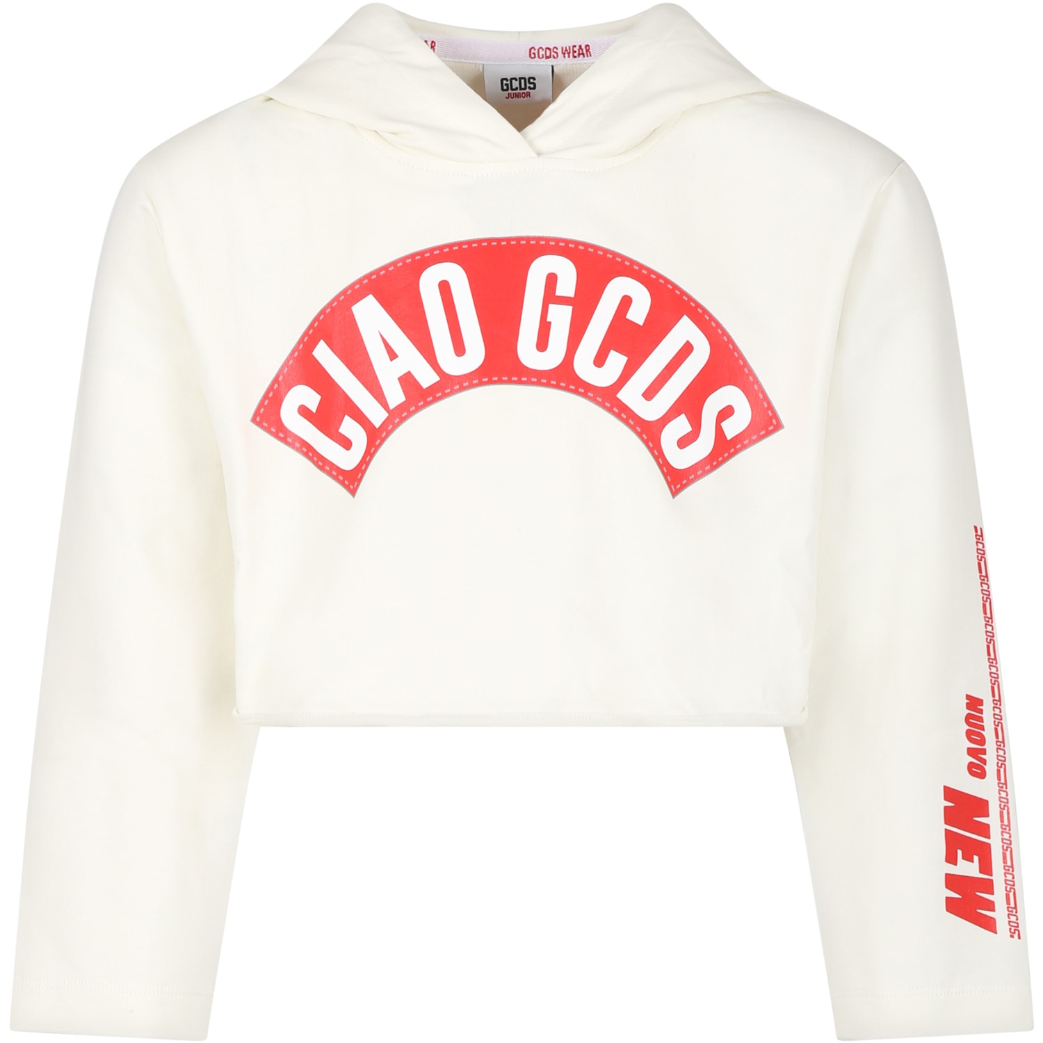 Gcds Mini Kids' Sweatshirt For Girl With Print And Writing Ciao Gcds In White