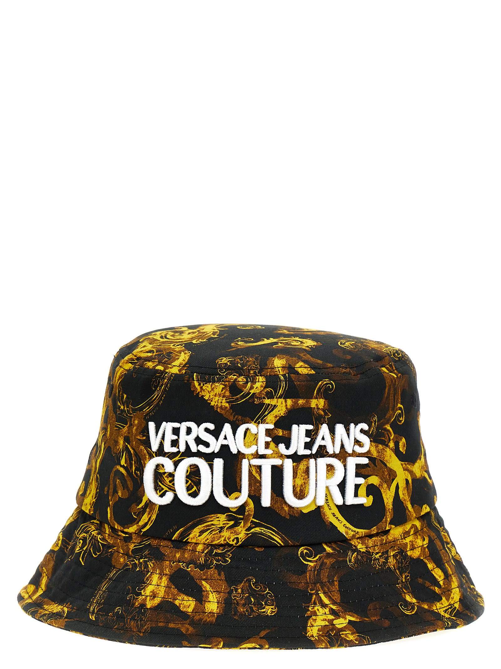 Shop Versace Jeans Couture Barocco Bucket Hat In Black