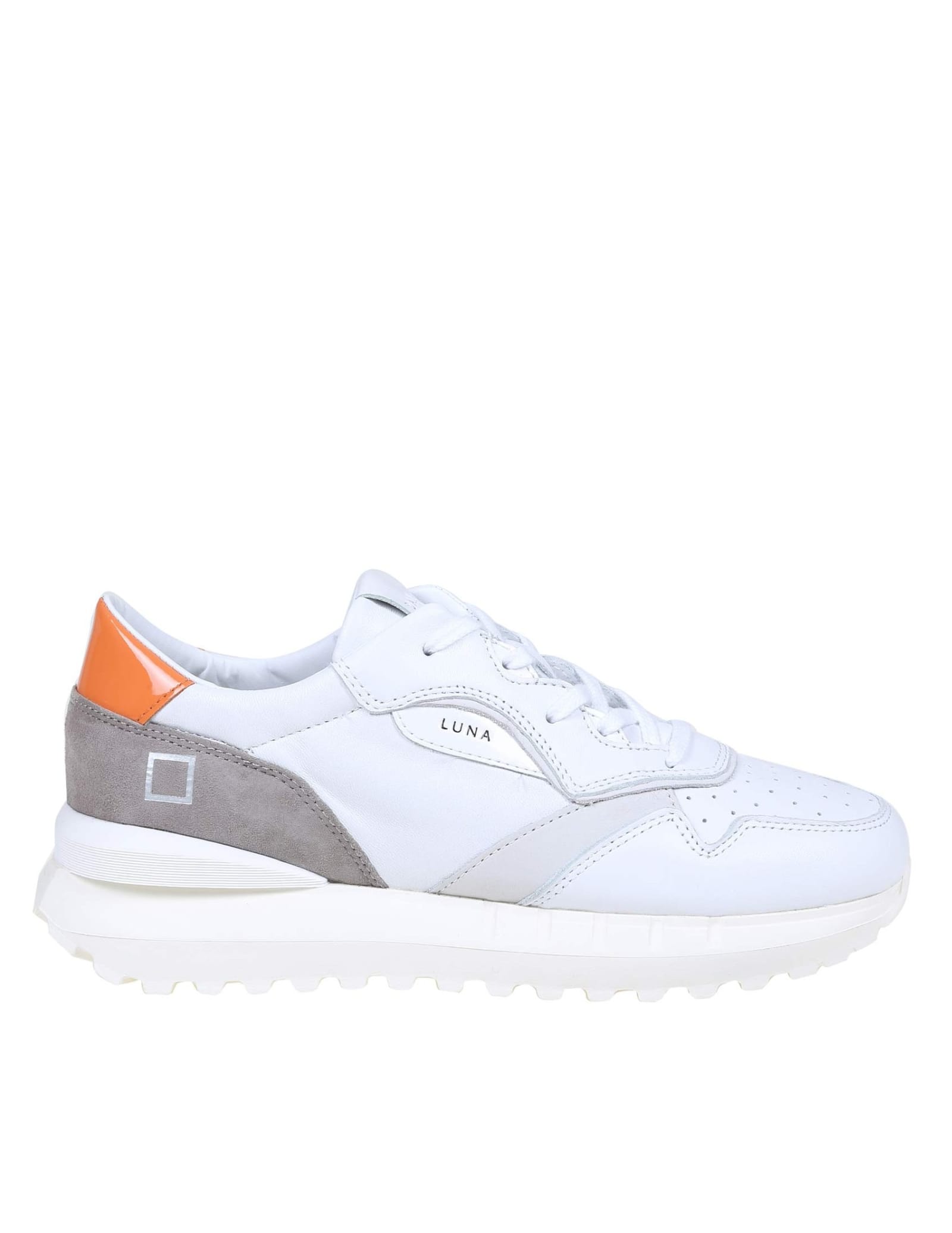 D.A.T.E. At Your Place. White And Orange Leather Sneakers