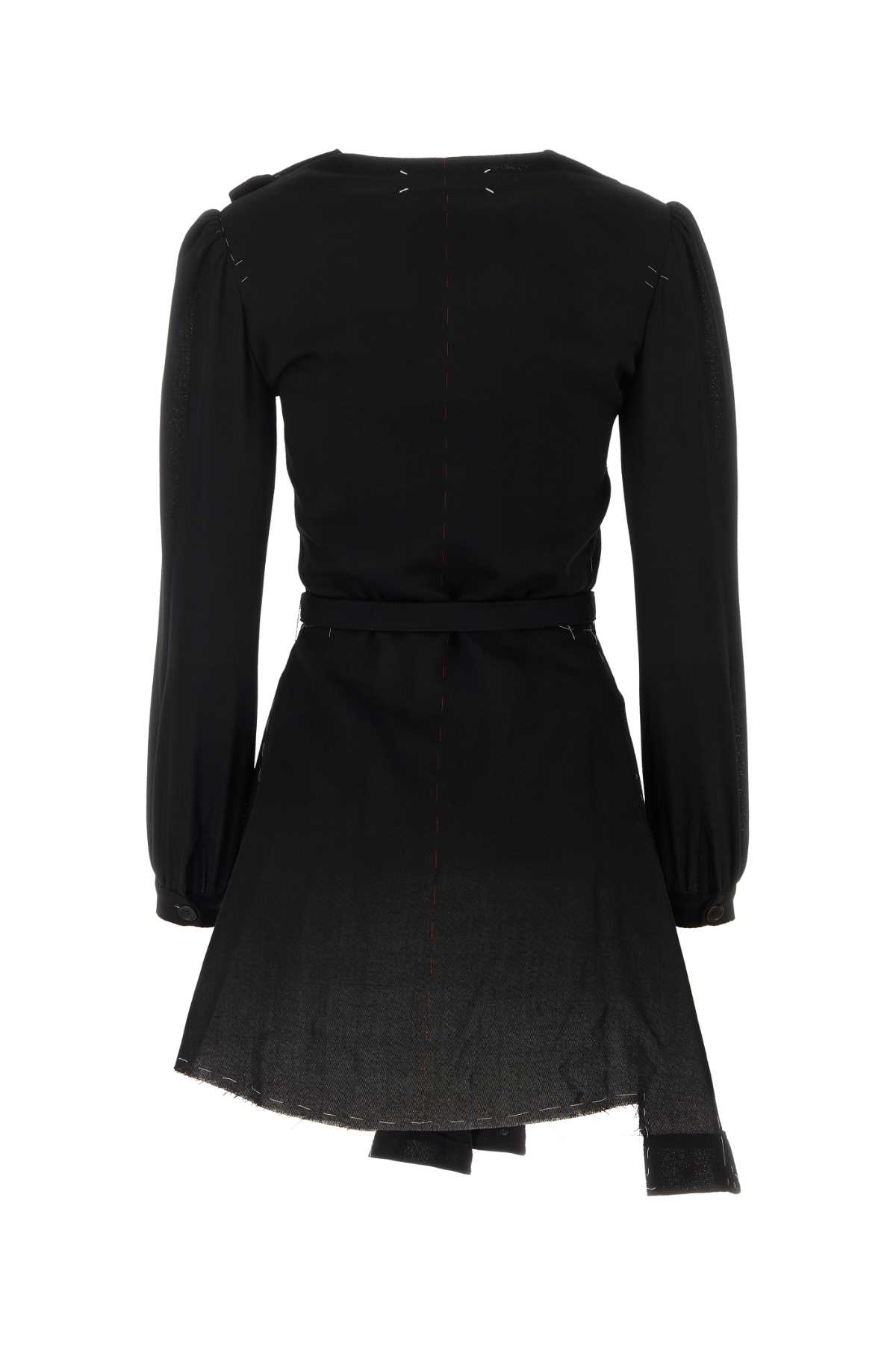 Maison Margiela Black Wool Mini Shirt Dress