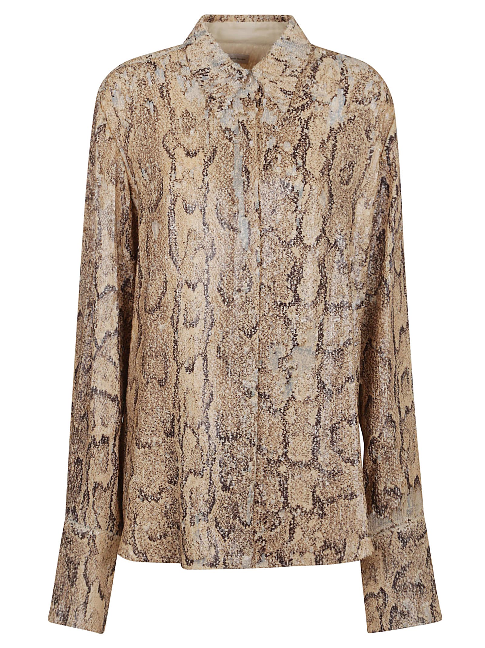 Shop Dries Van Noten Celina Bis Emb 1482 W.w.shirt In Beige