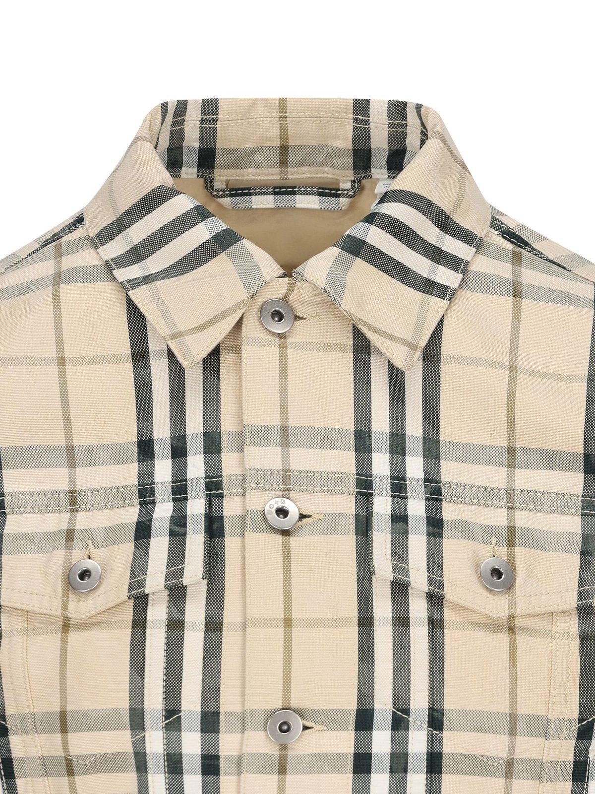 Burberry Check Pattern Cropped Jacket In Grainipcheck