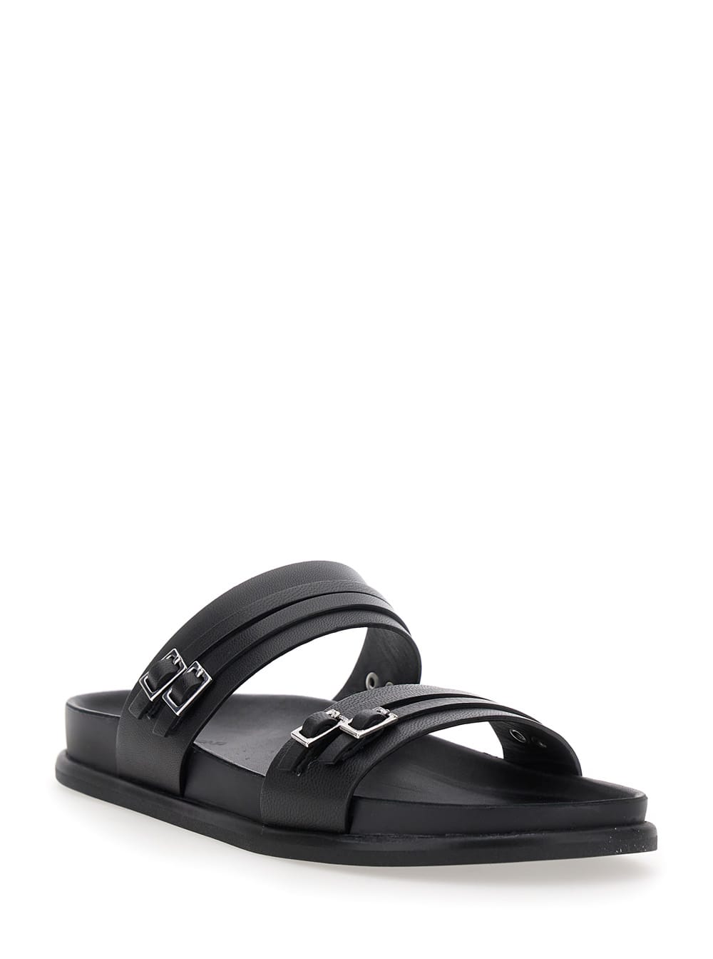 Vagabond Effie Buckle-detail Leather Sandals In Black