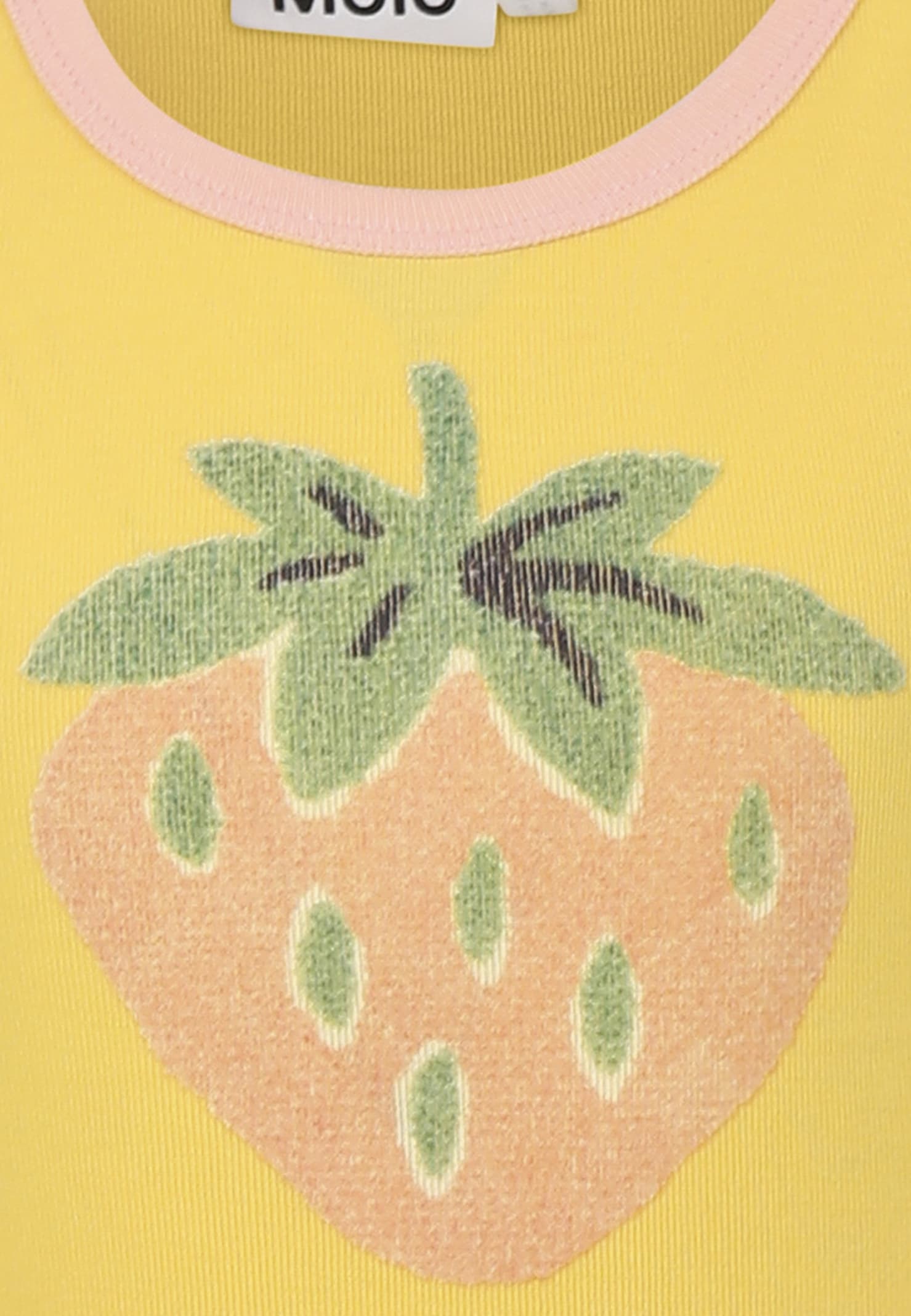 Molo Yellow Tank Top For Girl With Strawberry Print In Yellow