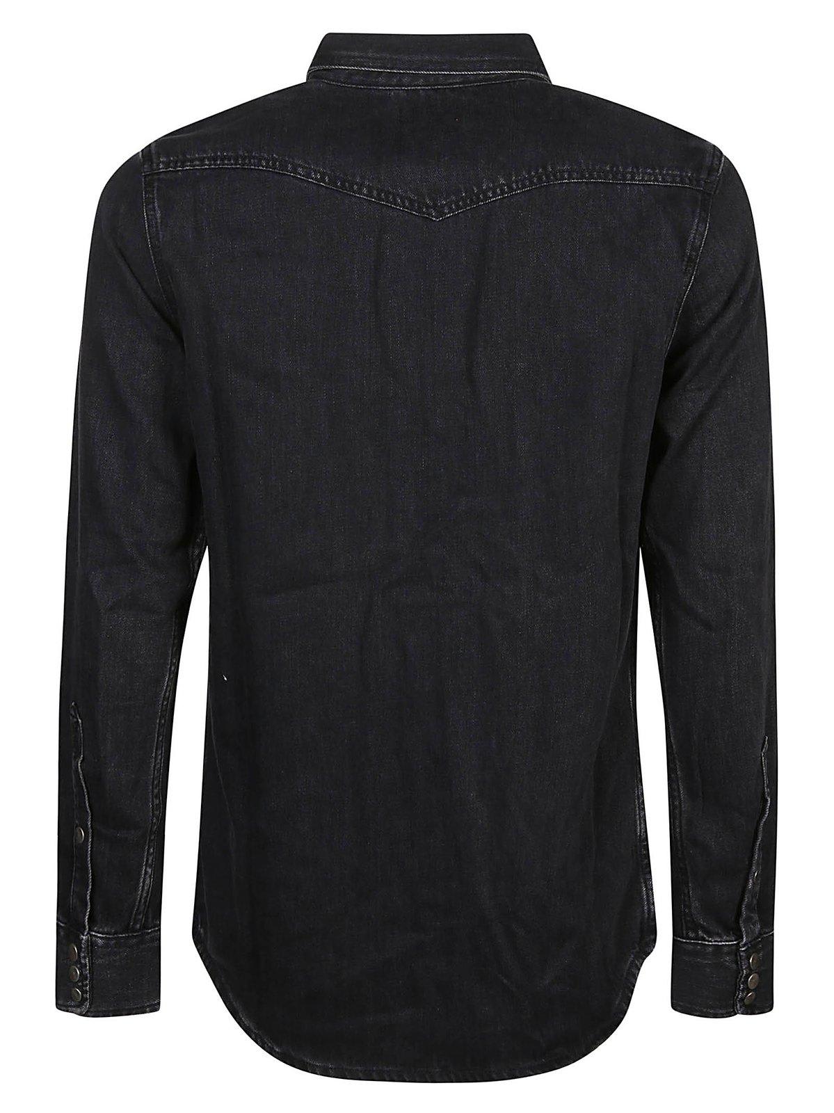 Shop Diesel D-vega Buttoned Denim Shirt In Black