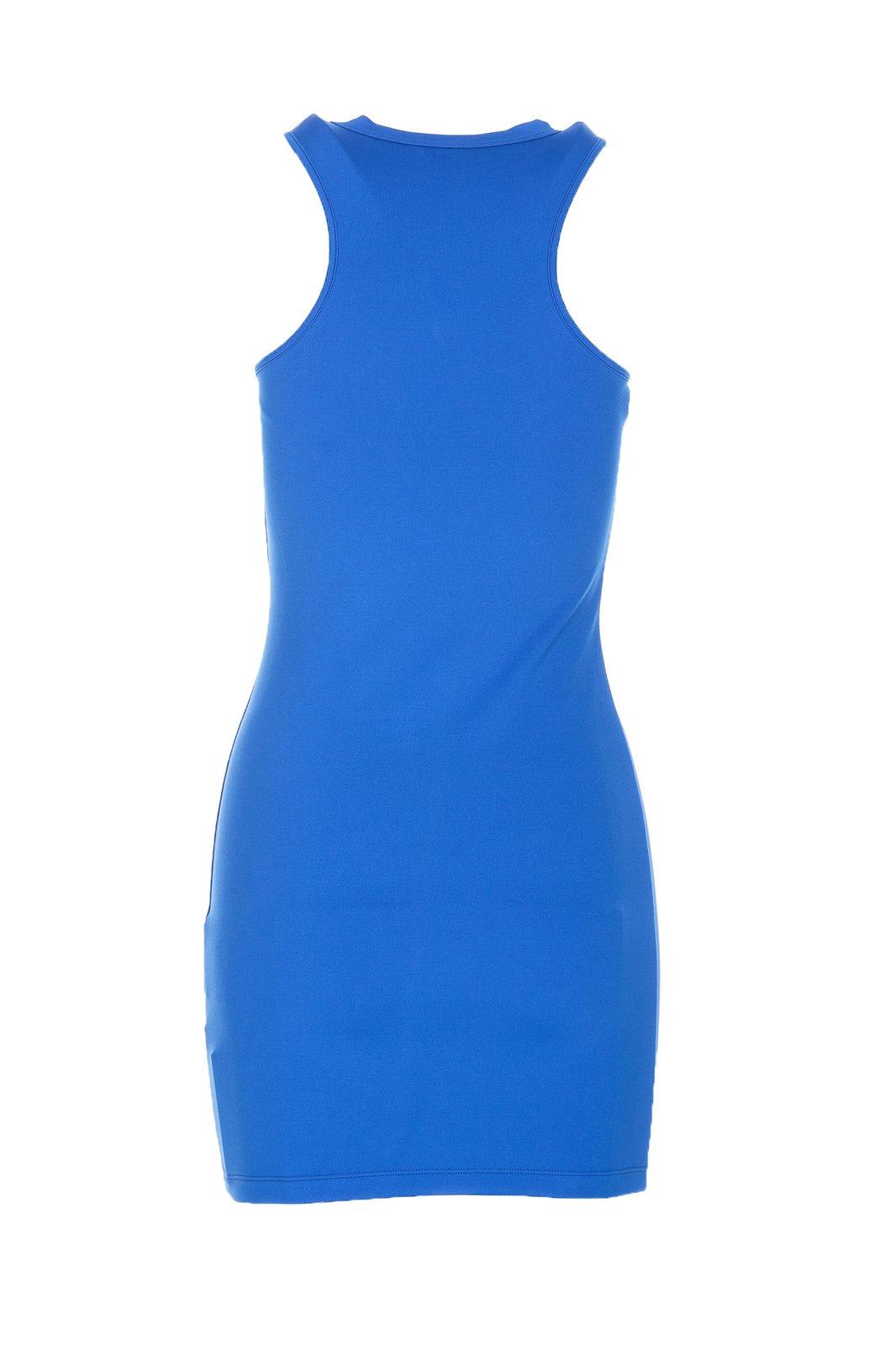 Shop Off-white Logo Printed Crewneck Dress In Blue
