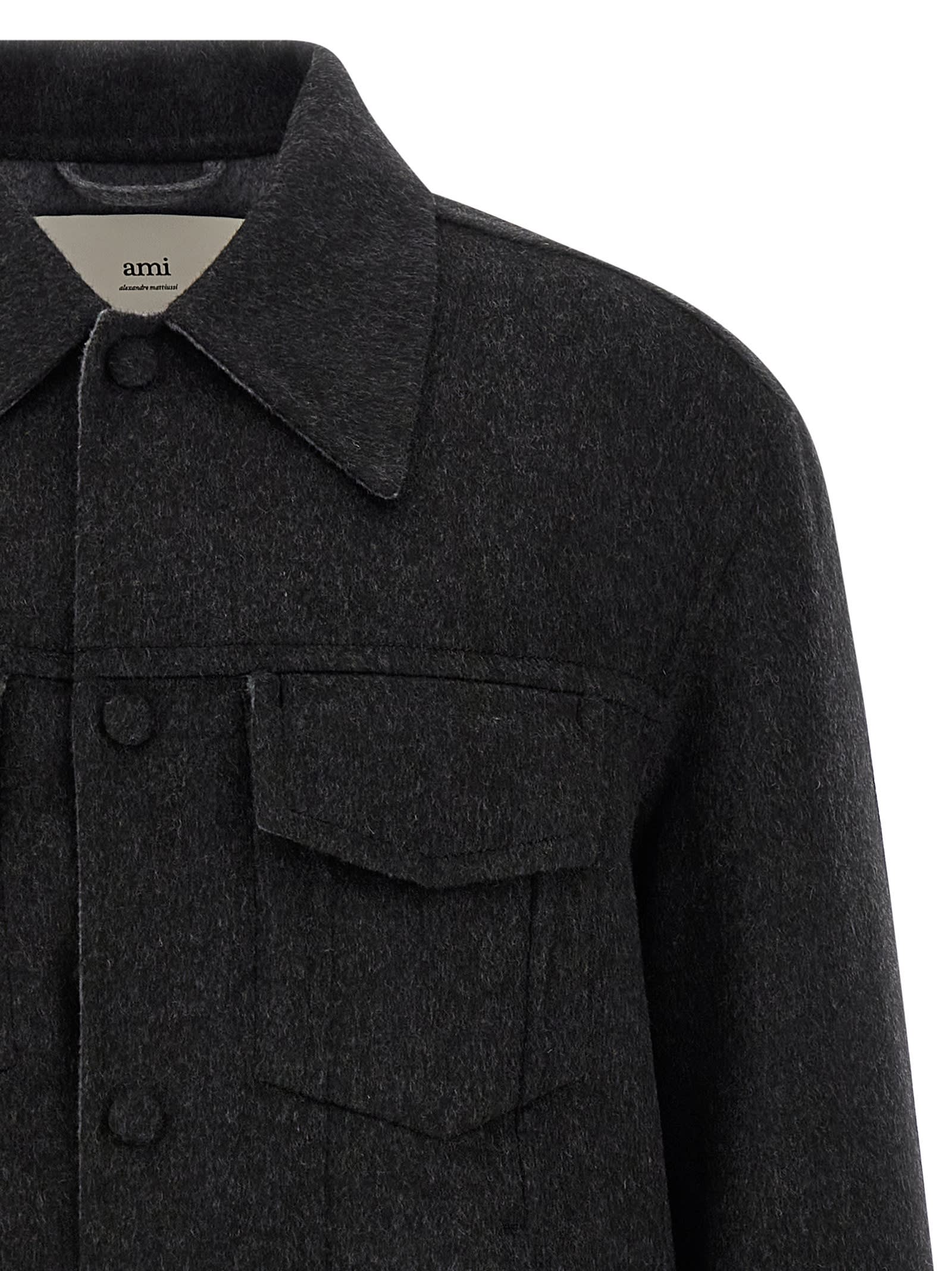 Ami Alexandre Mattiussi Adjustable Cuffs Chest Pockets Long Sleeves In Gray