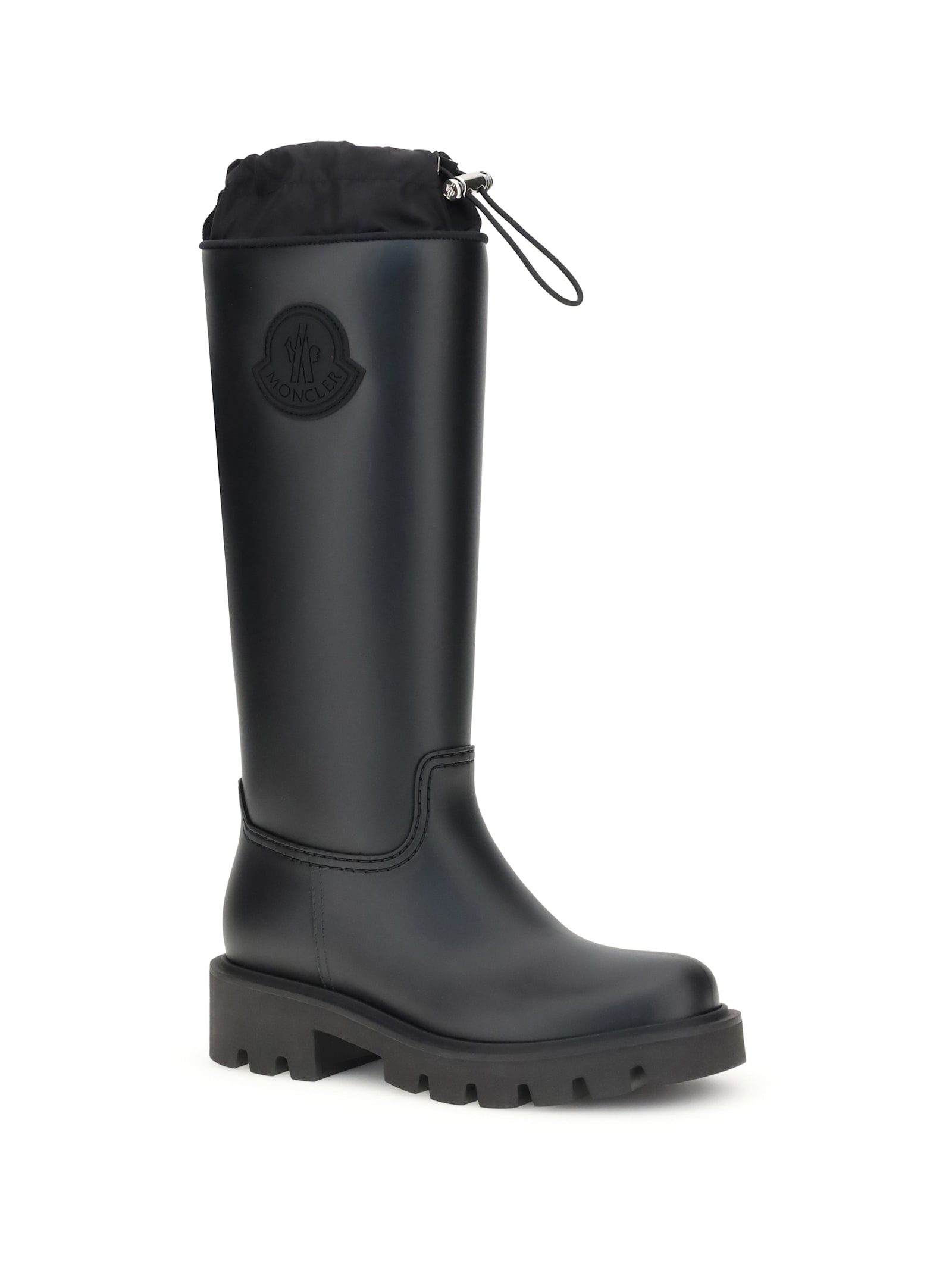 Moncler Rubber Kickstream Boots With Drawstring In Black