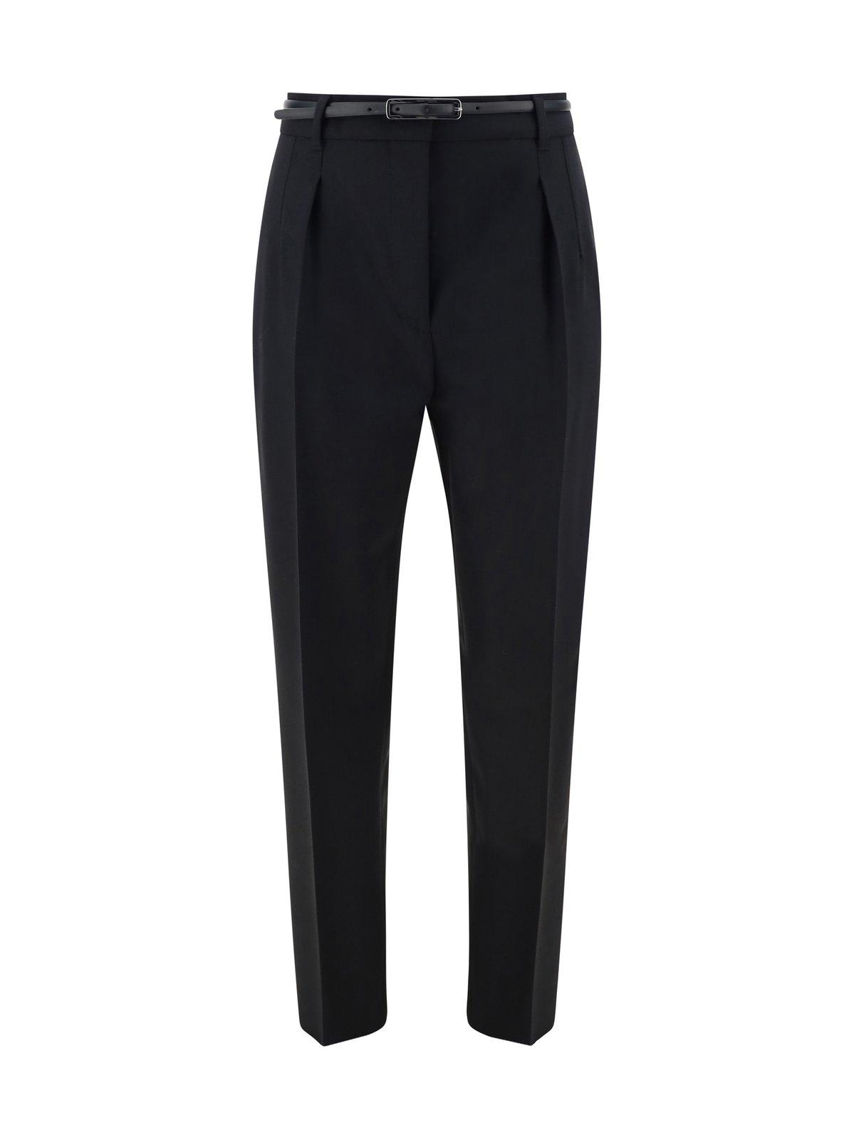 Shop Max Mara Belted High Waist Trousers In Black