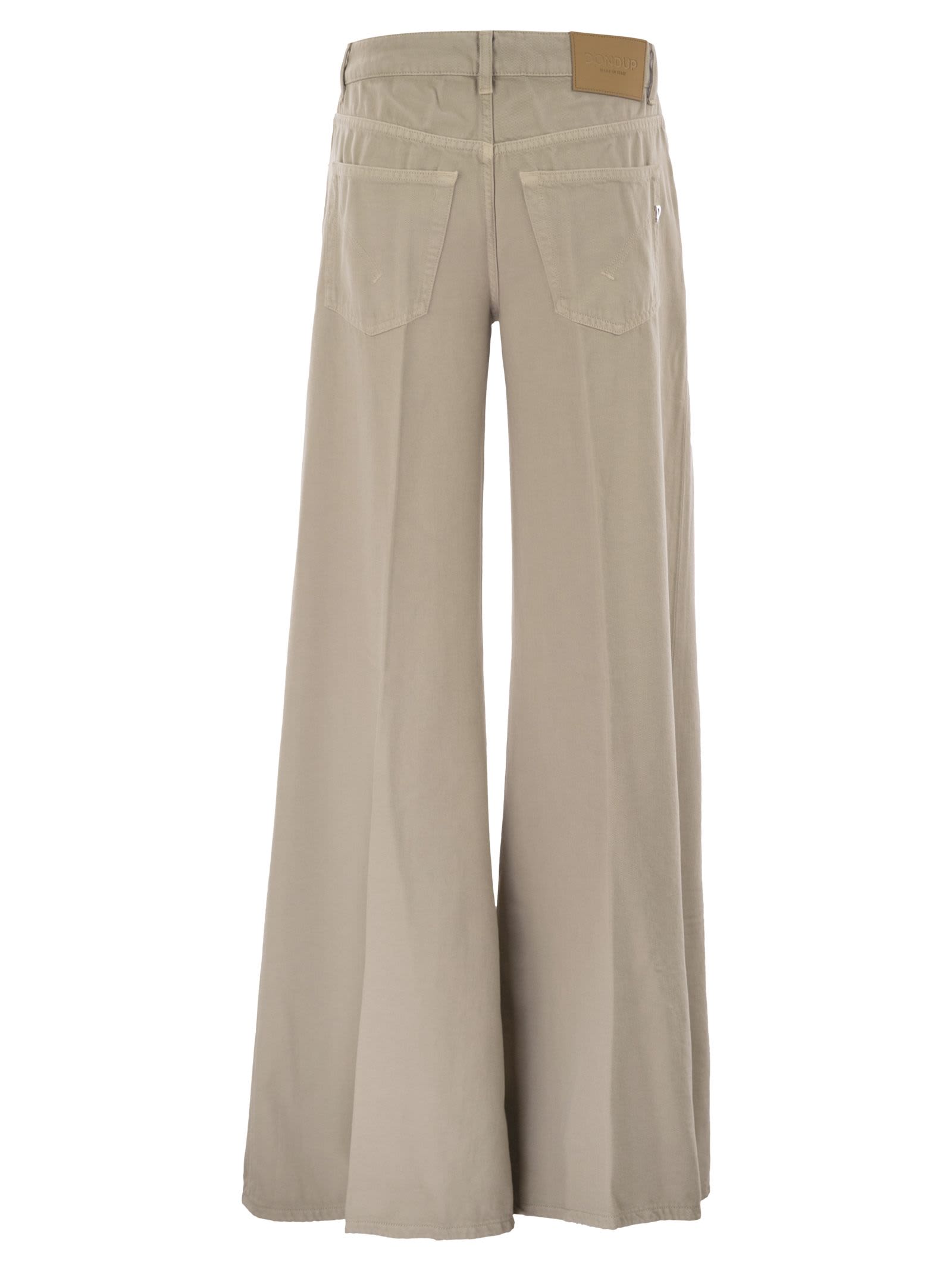 Dondup Wide-leg Casual Trousers In Beige