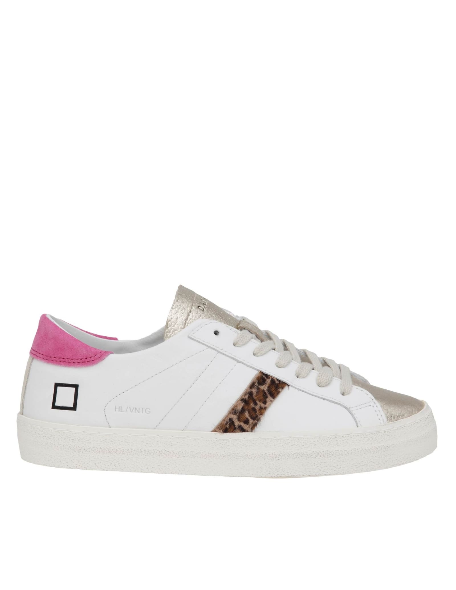 DATE SNEAKERS HILL SNEAKERS IN WHITE/GOLD COLOR LEATHER