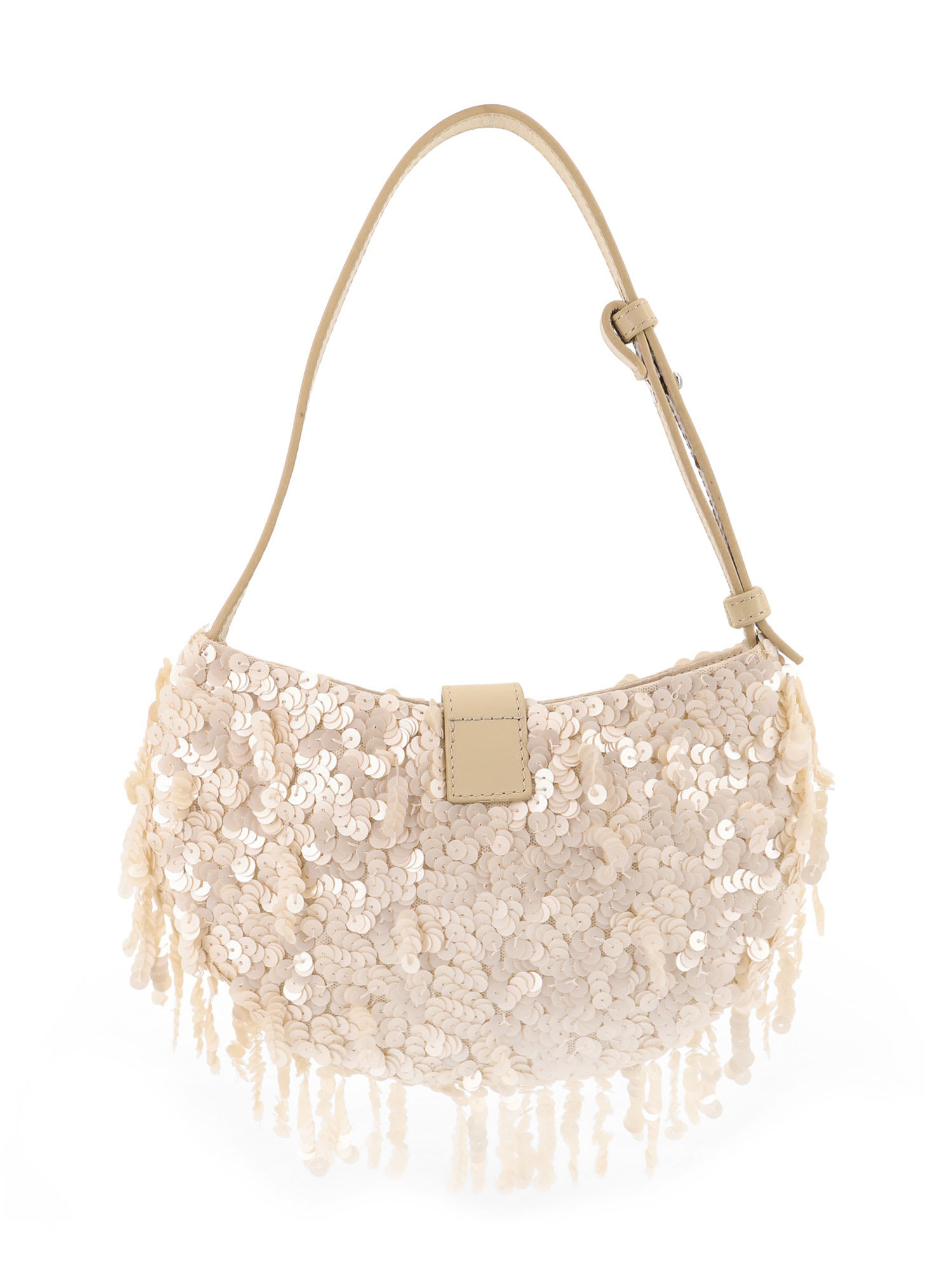 Staud Alana Bag Shoulder Bag With All-over Sequins In White