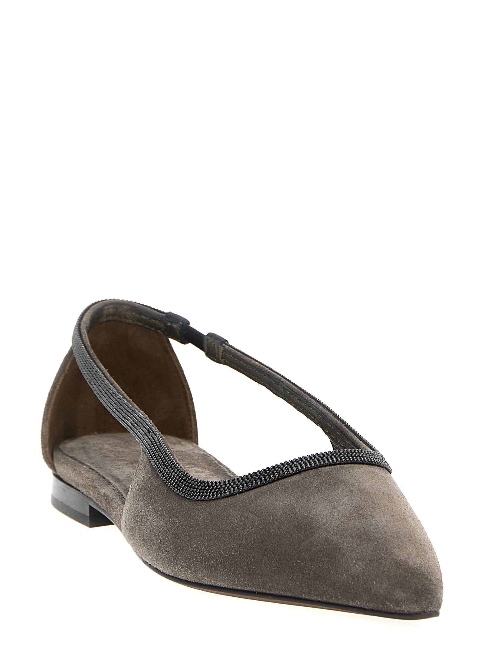 Shop Brunello Cucinelli City Ballet Flats In Gray