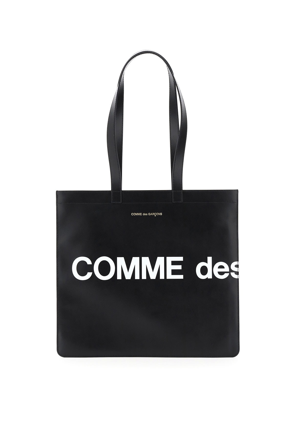 Shop Comme Des Garçons Leather Tote Bag With Logo
