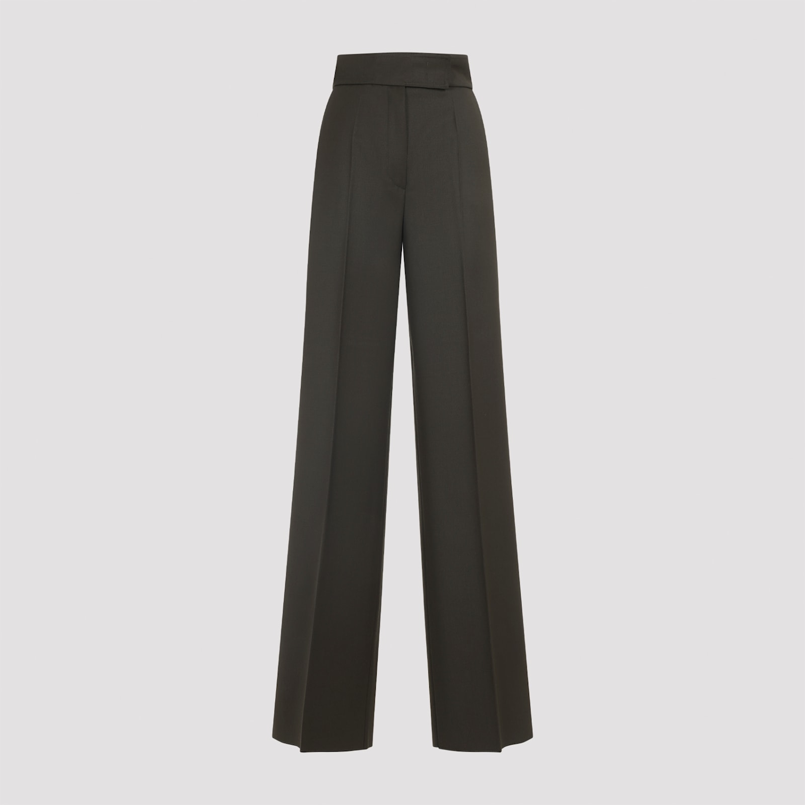 Max Mara Wide Leg Trousers Pleated Front In Green