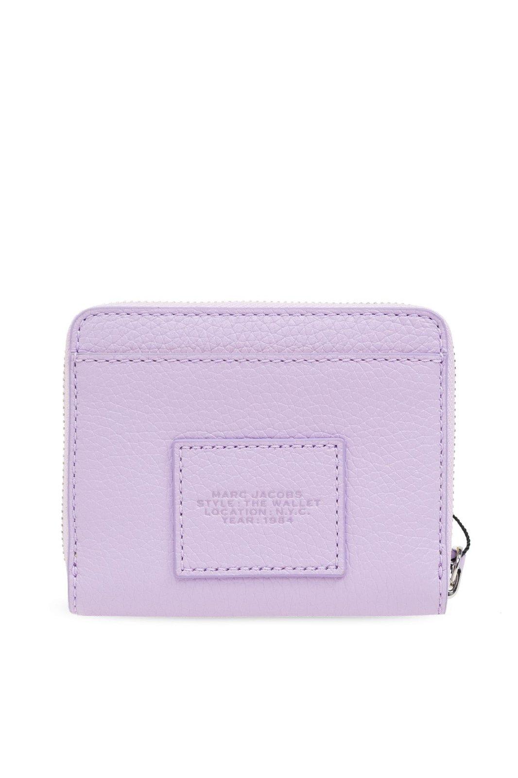 Shop Marc Jacobs Logo Printed Zipped Mini Compact Wallet In Wisteria