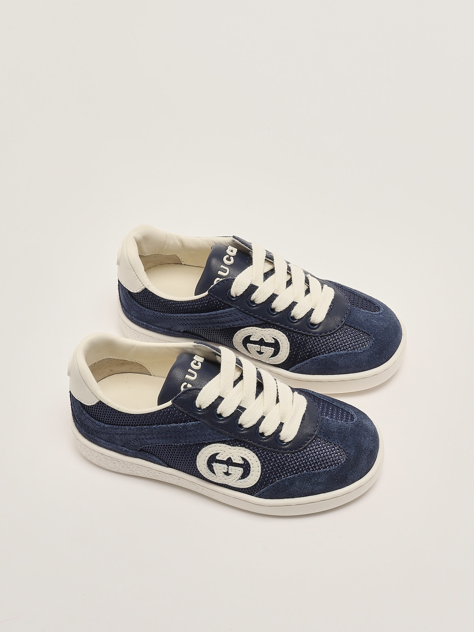 Gucci Interlocking G Suede-trimmed Sneakers In Blu