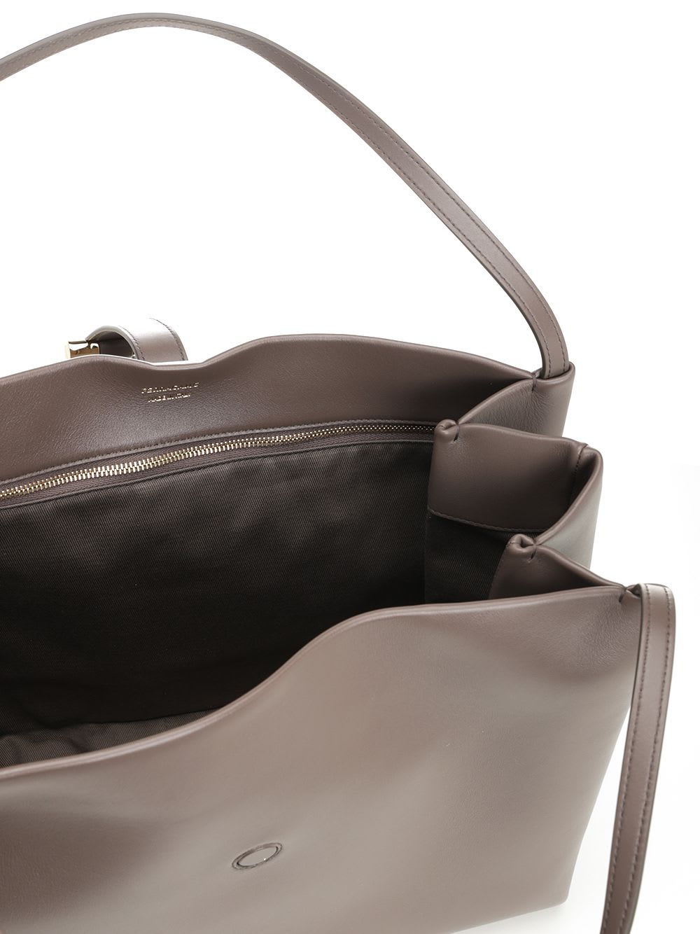 Ferragamo Xl Calf Leather Tote Bag In Gray