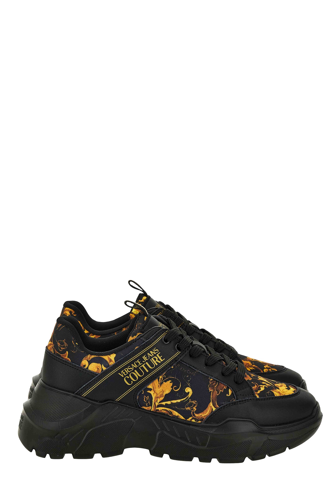 Versace Jeans Couture Watercolor Couture-print Sneakers In Black