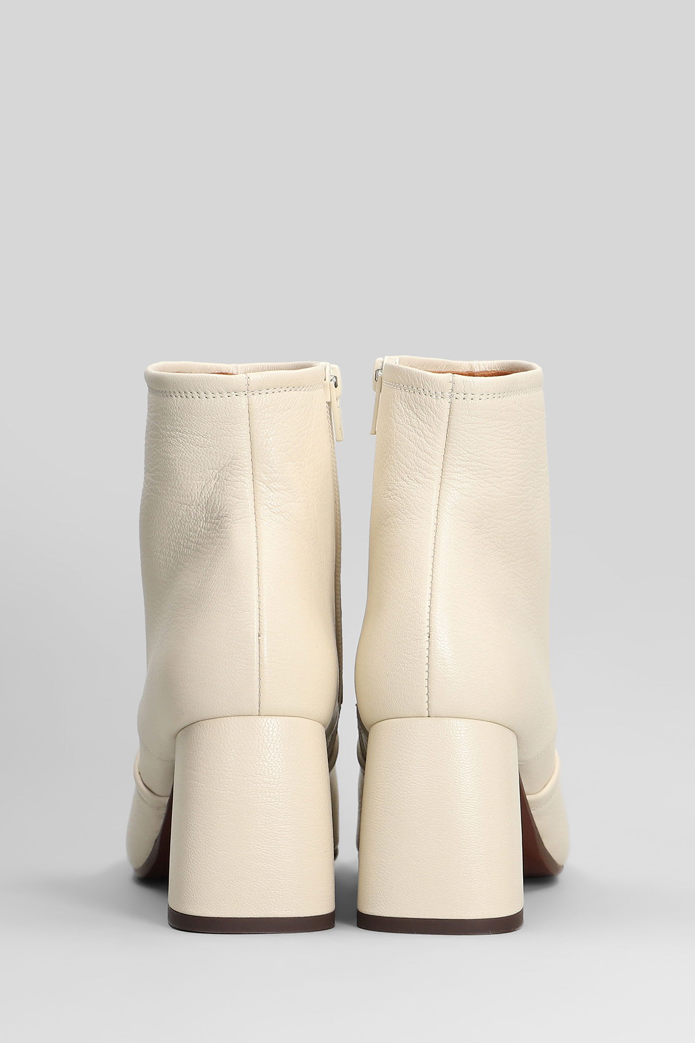 Chie Mihara Sonli High Heels Ankle Boots In Beige Leather In Multi