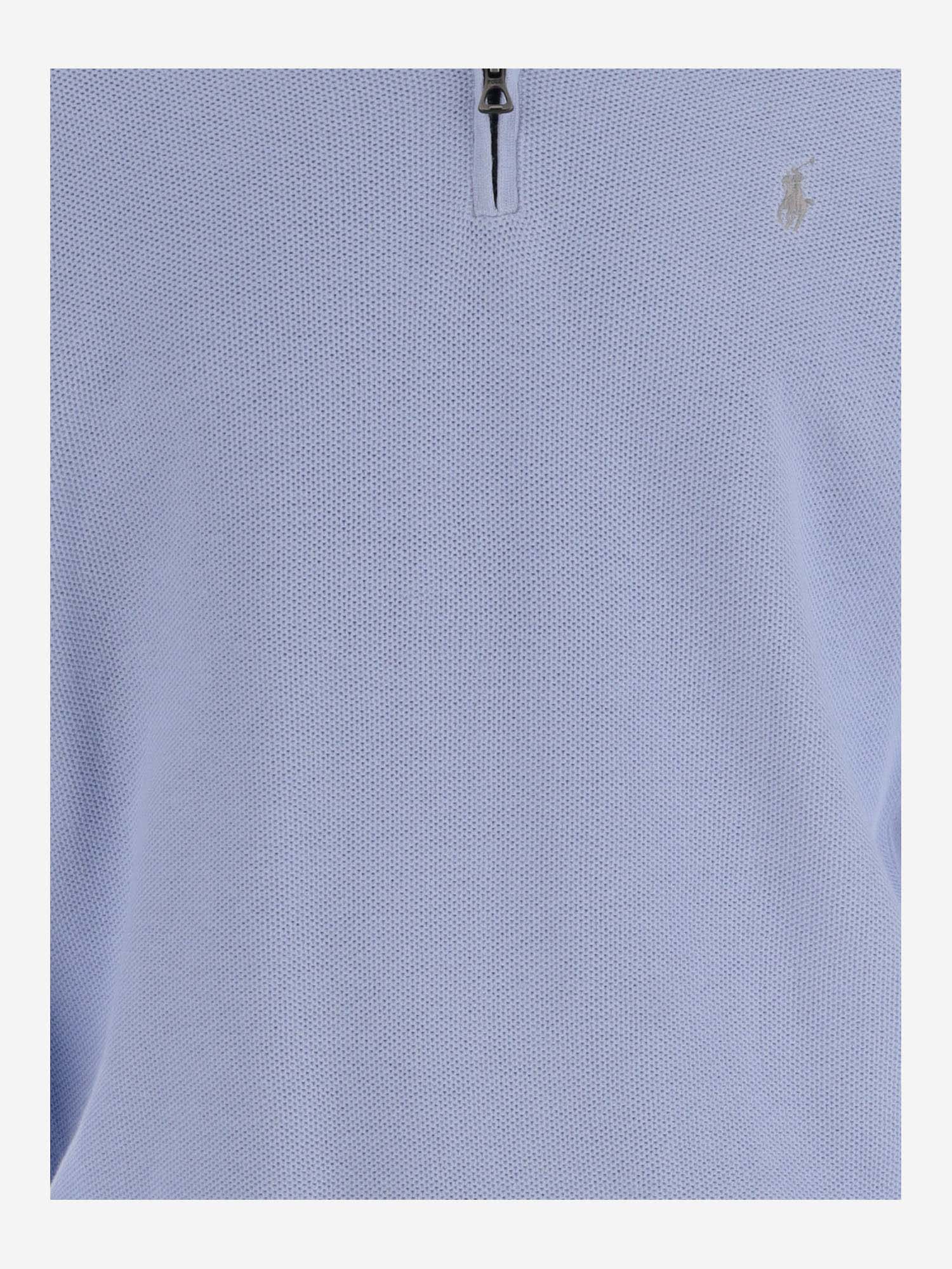 Shop Polo Ralph Lauren Cotton Knit Pullover With Logo In Clear Blue