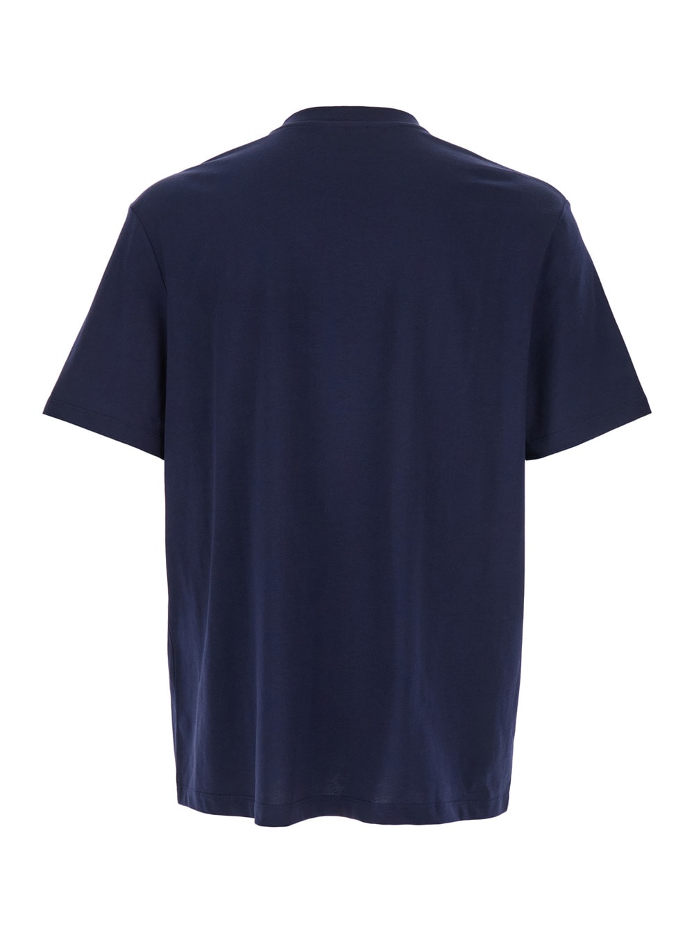 Balmain Blue Crewneck T-shirt With Logo Lettering Print On The Front In Cotton Man In Blue