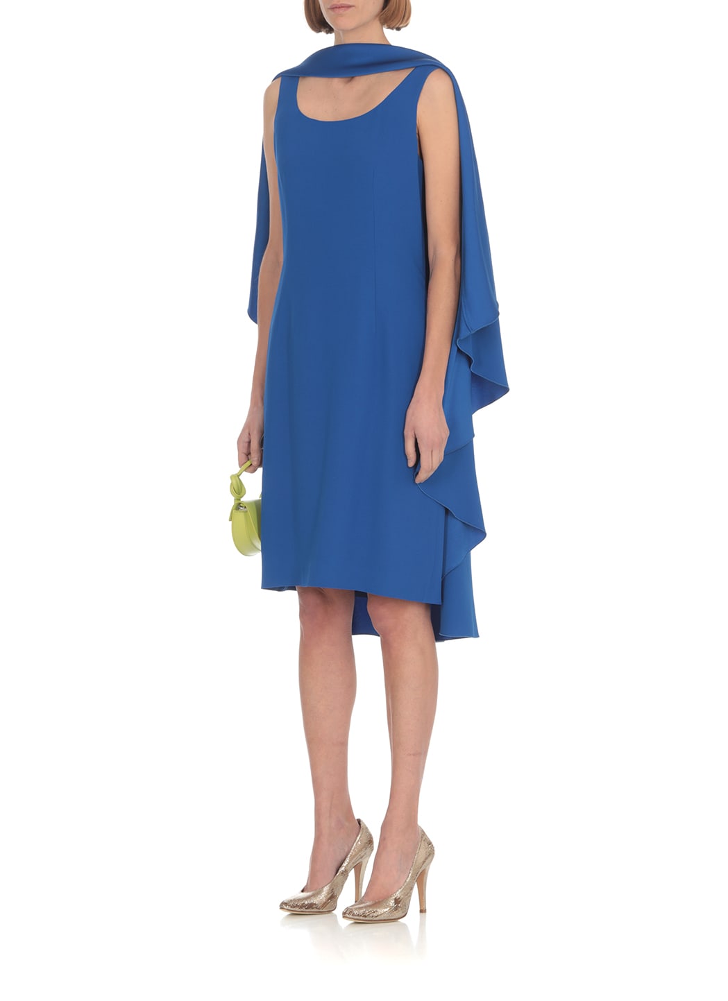 Shop Alberta Ferretti Crepe Dress In Blue
