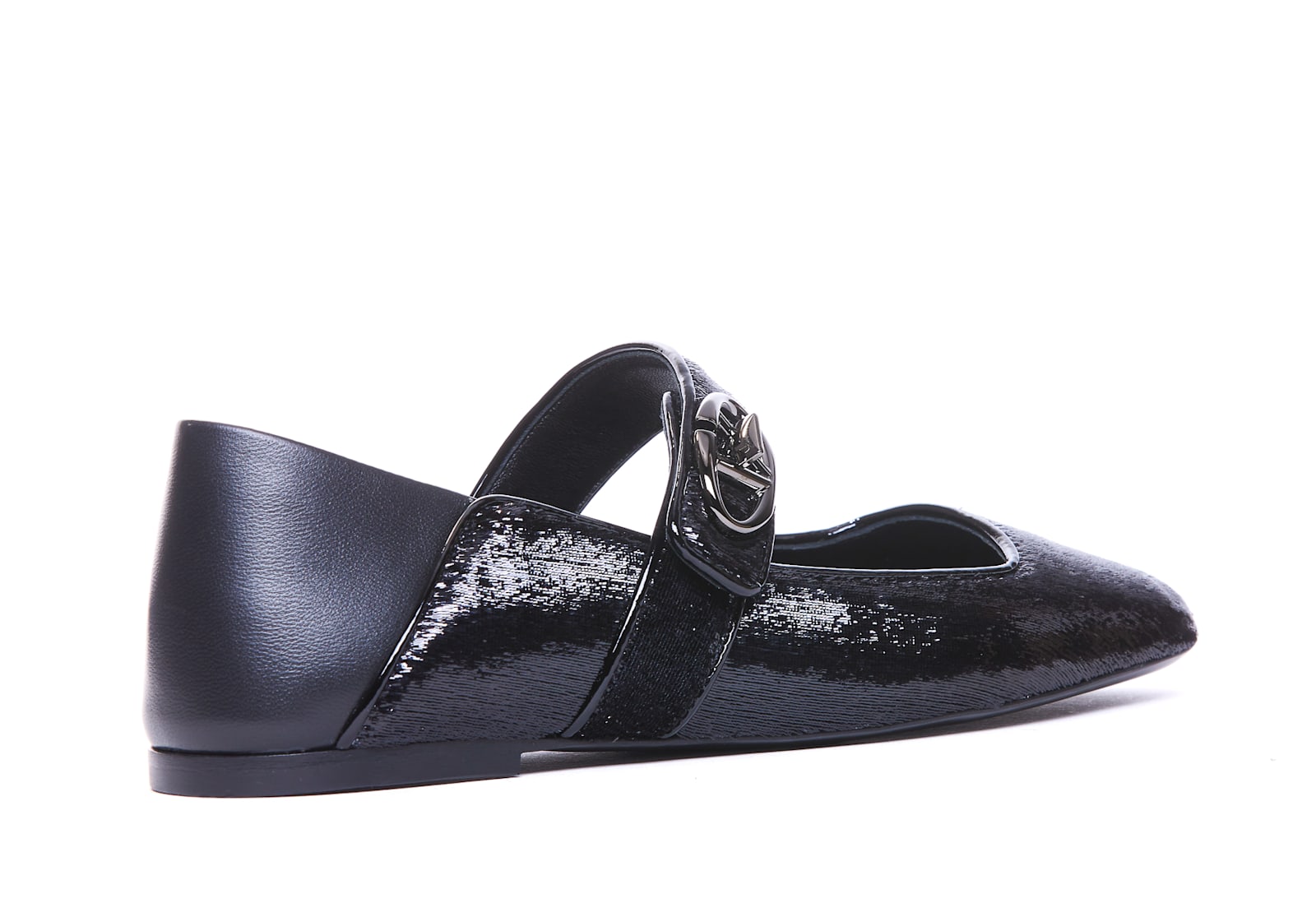 Shop Valentino Mary-jane Vlogo Locker Flats In Black