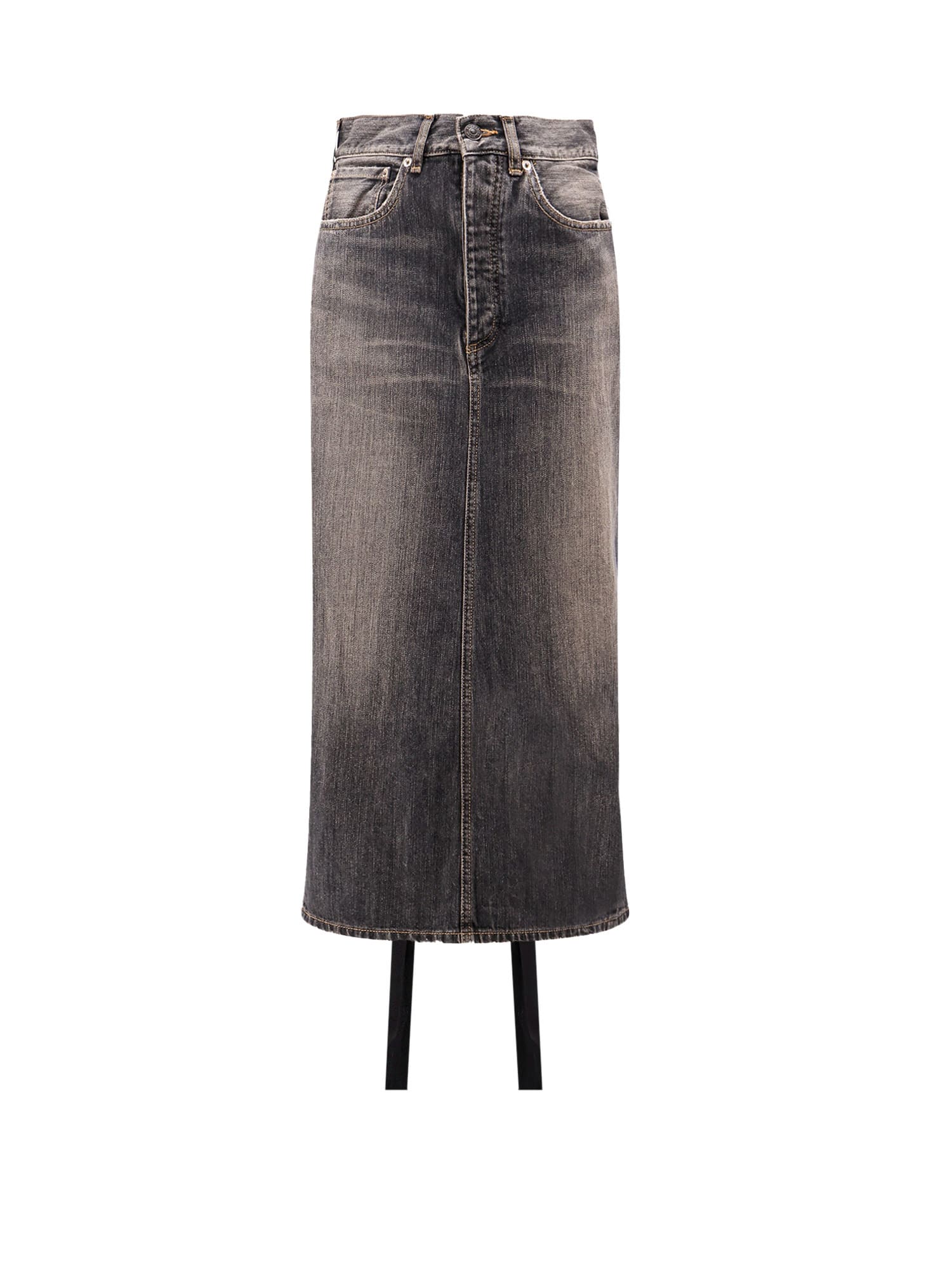 Balenciaga Women Denim Skirt With Laces Interwining