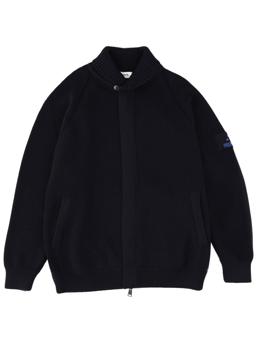Premiata Ribbed Collar Jacket Side Pockets In Black