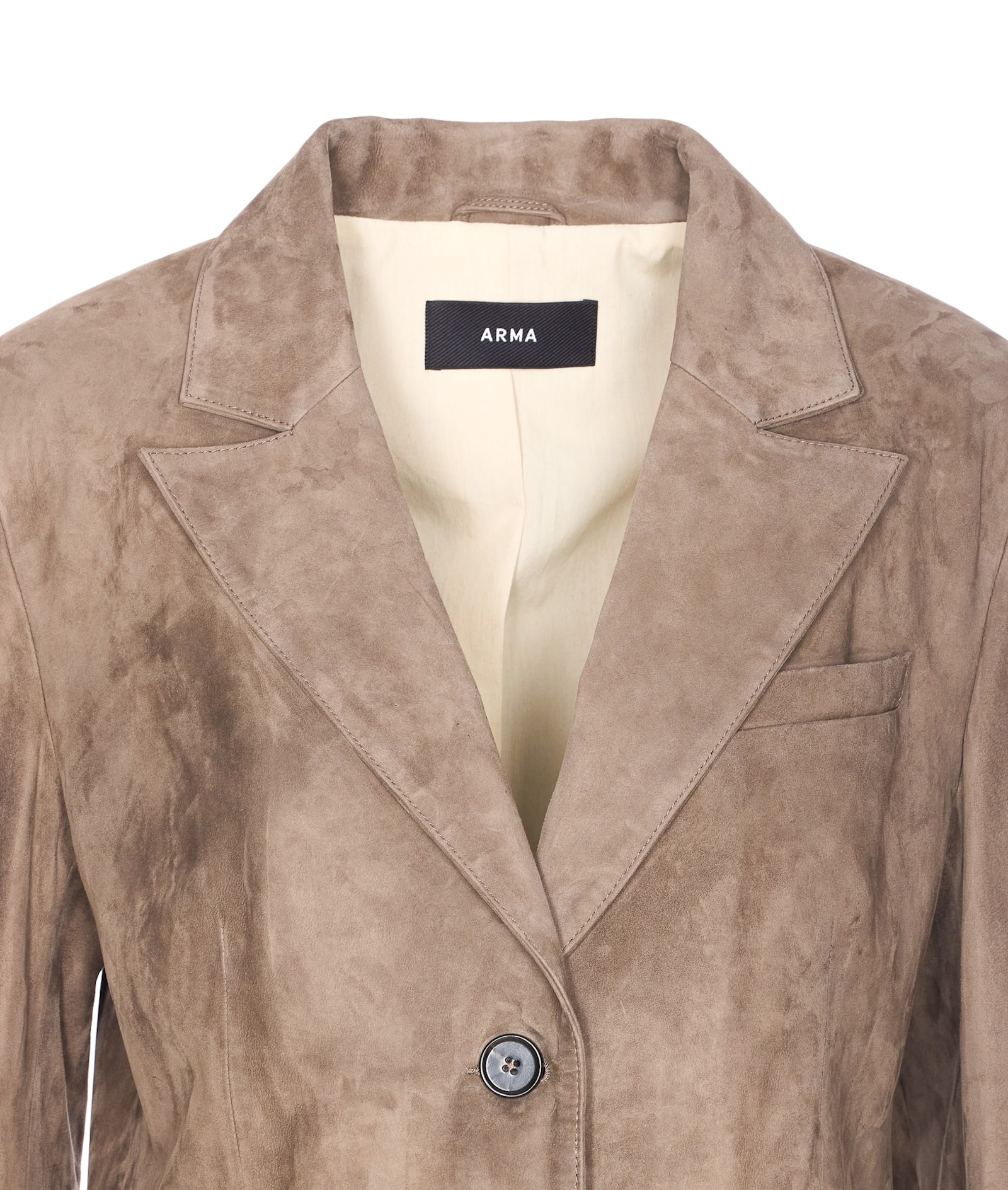 Arma Button-fastening Suede Blazer In Neutral