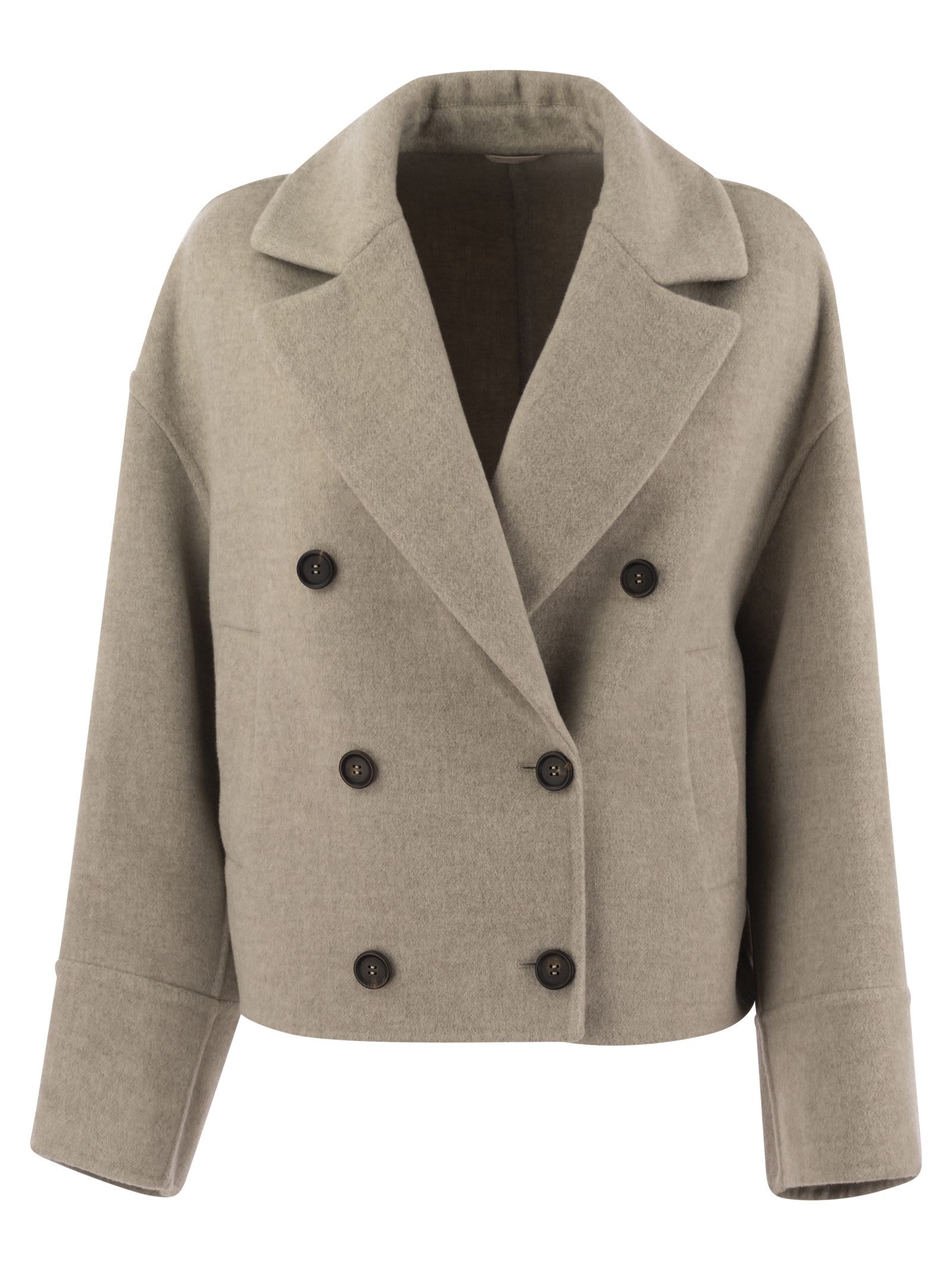 Double-breasted Wool And Cashmere Short Coat