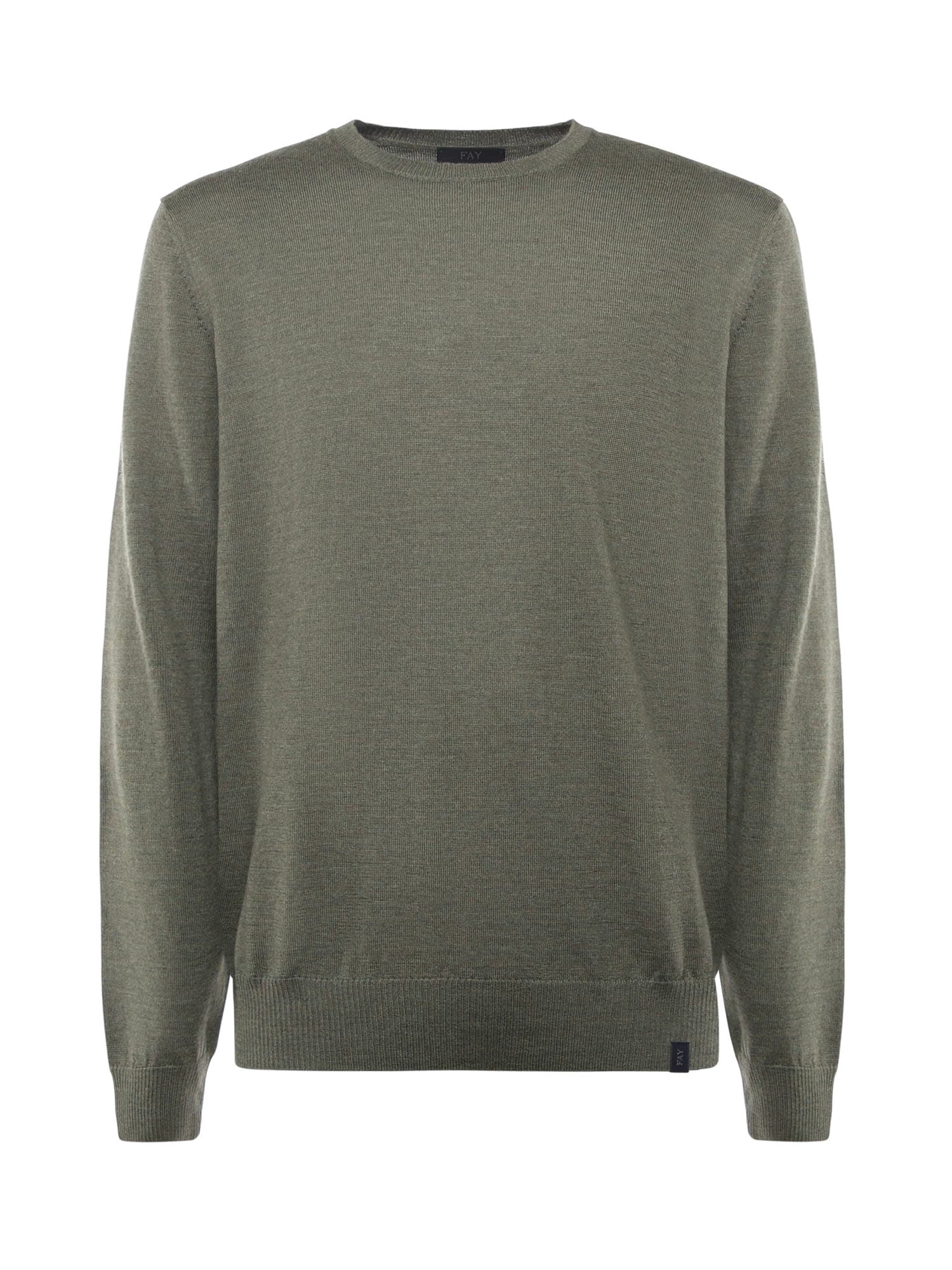 Fay Wool Crewneck Sweater In Green