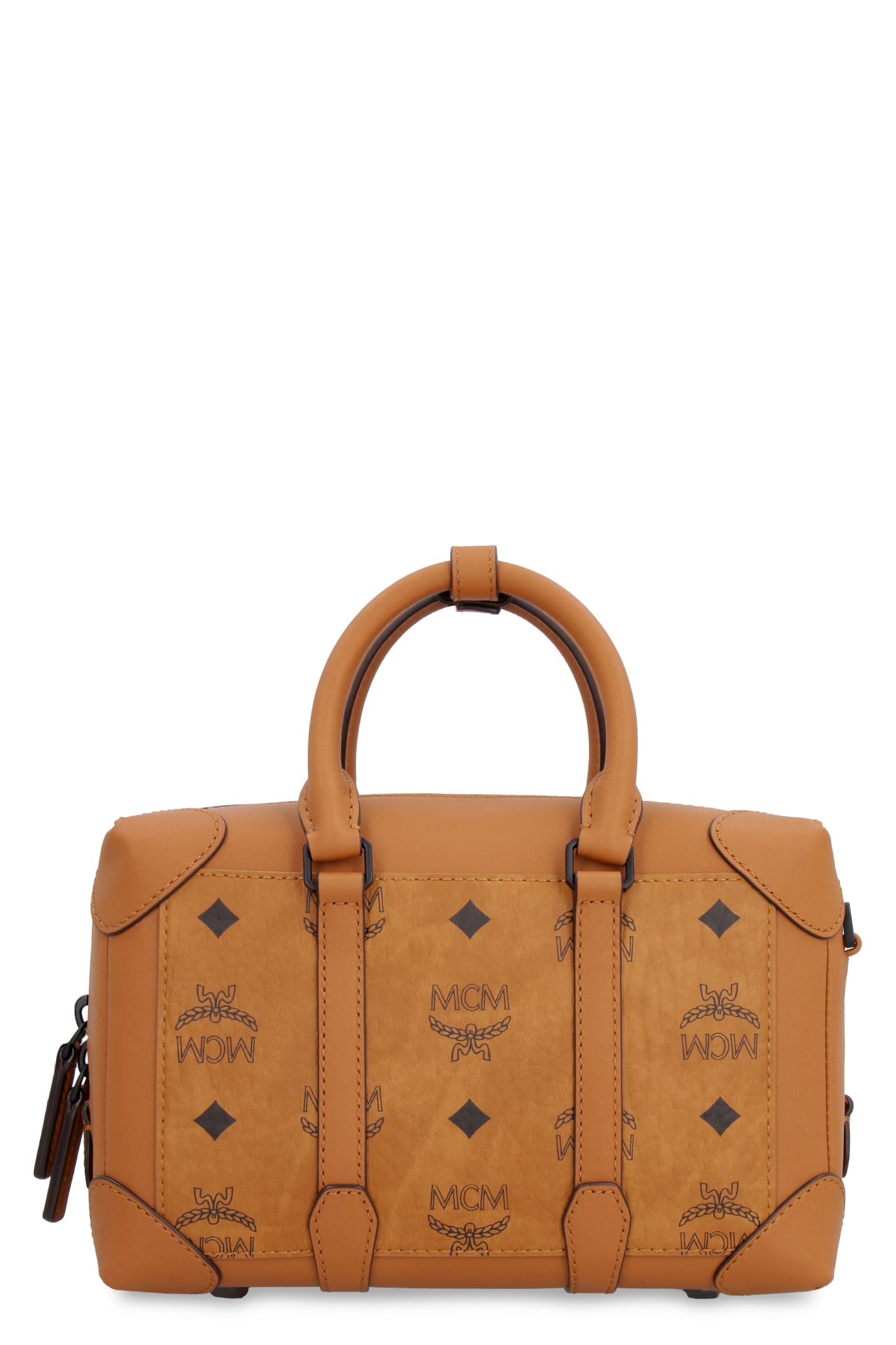 Mcm Small Soft Berlin Visetos Crossbody Bag In Saddle Brown