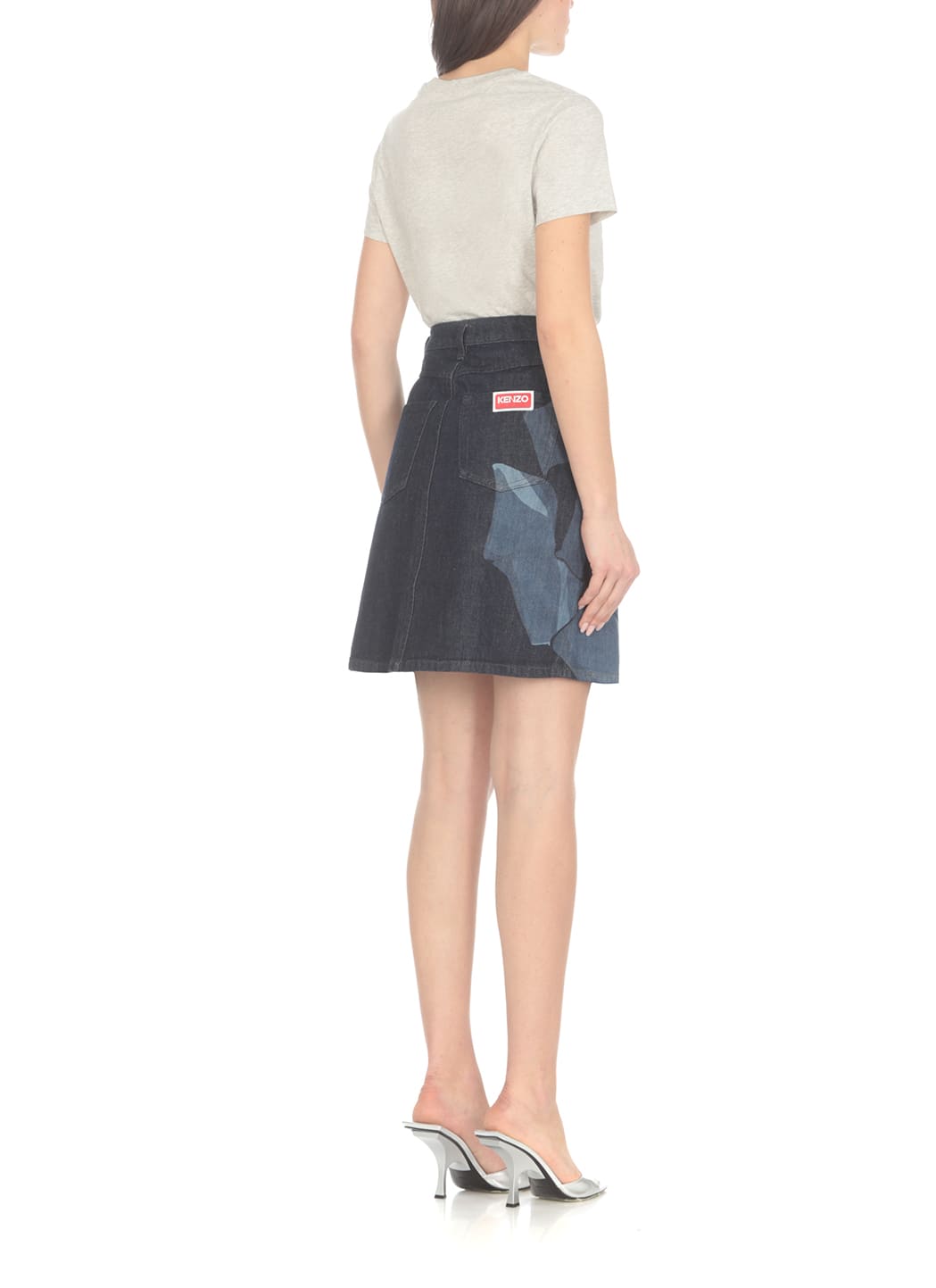 Shop Kenzo Rose Skirt In Blue