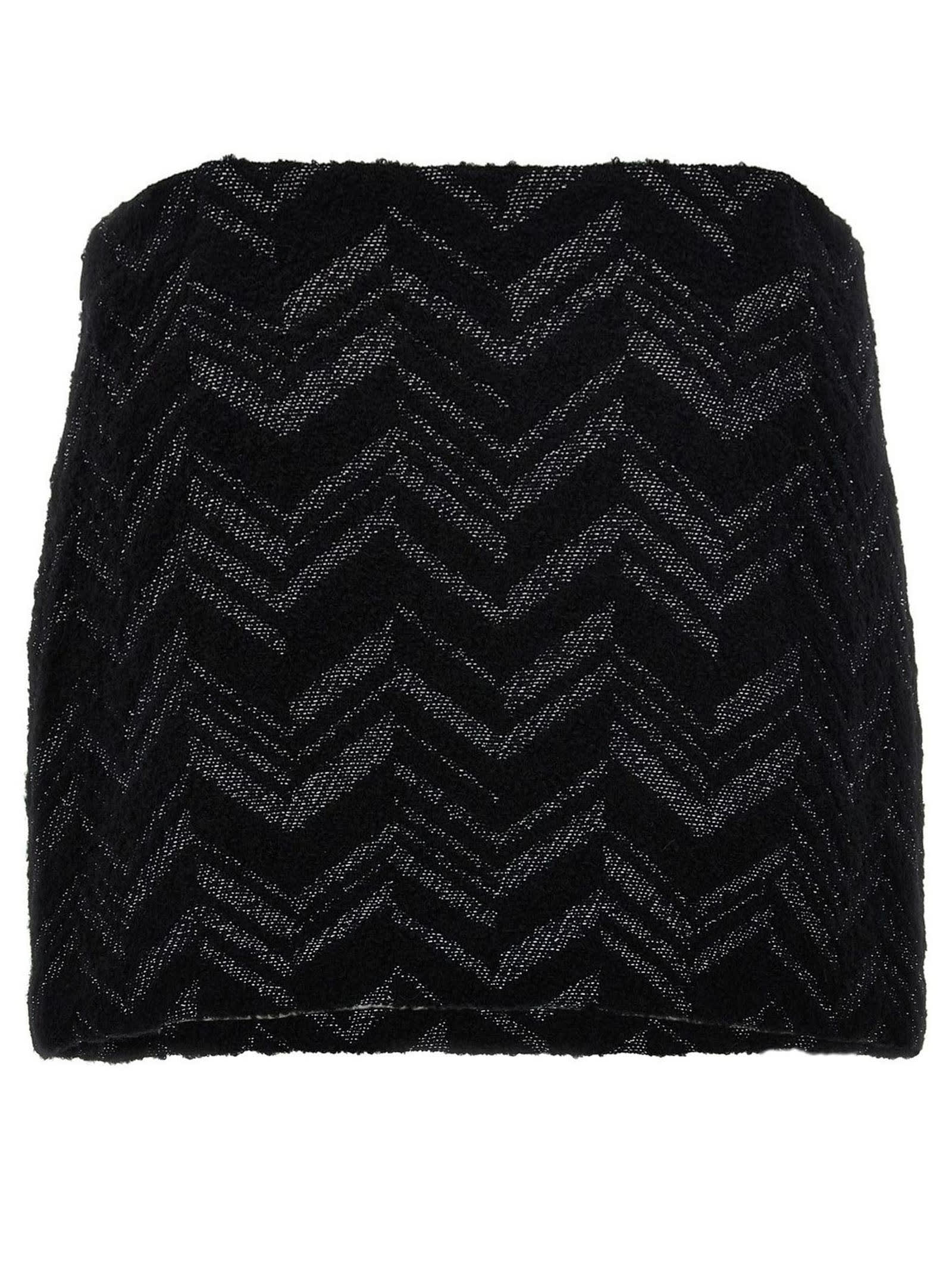 Shop Missoni Bouclé Mini Skirt With Lamé Chevron Motif In Black