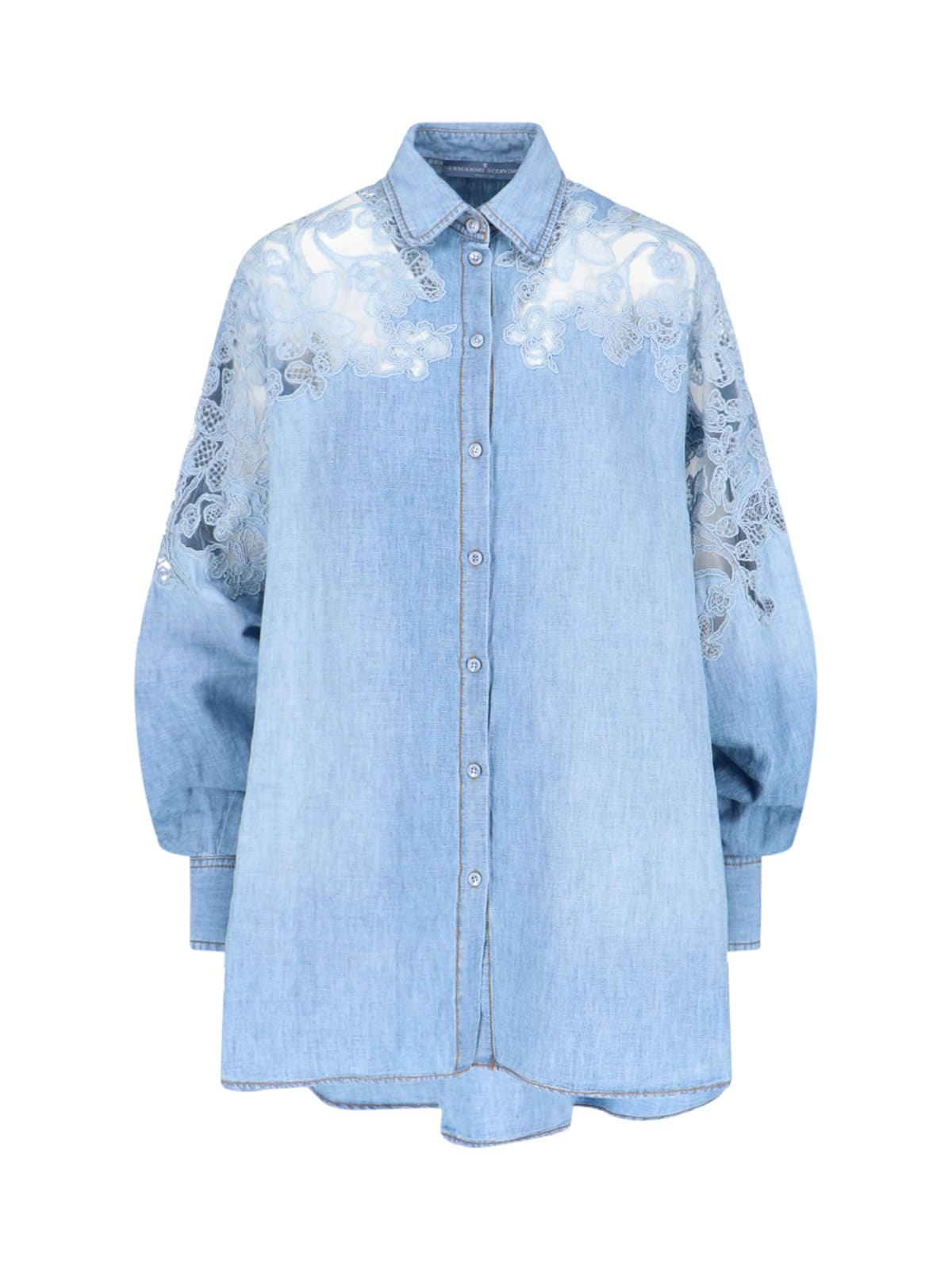 Shop Ermanno Scervino Denim Shirt In Light Blue