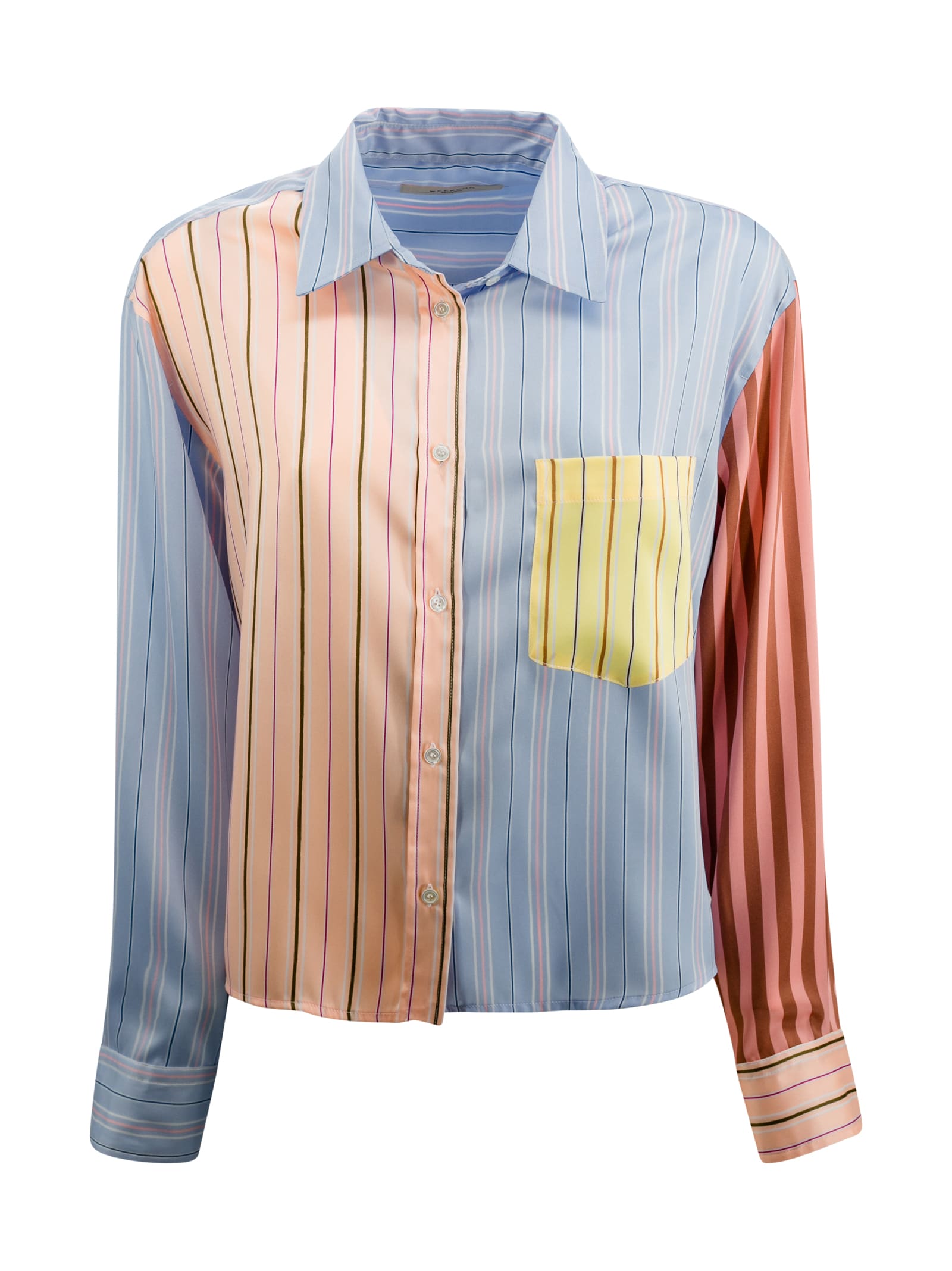 Shop Weekend Max Mara Striped Twill Shirt In Azzurro
