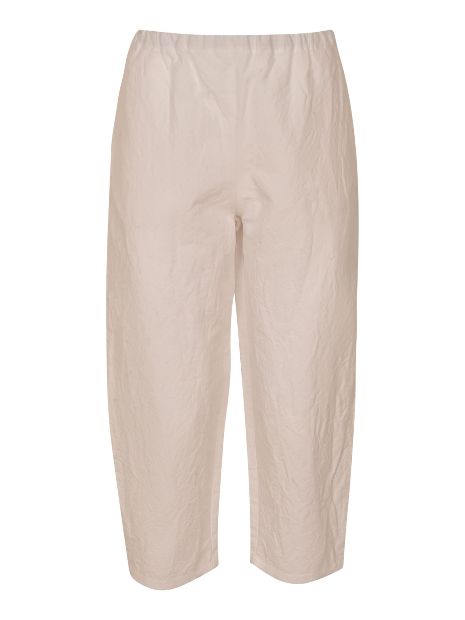 A Punto B Elastic Waist Cropped Trousers In White