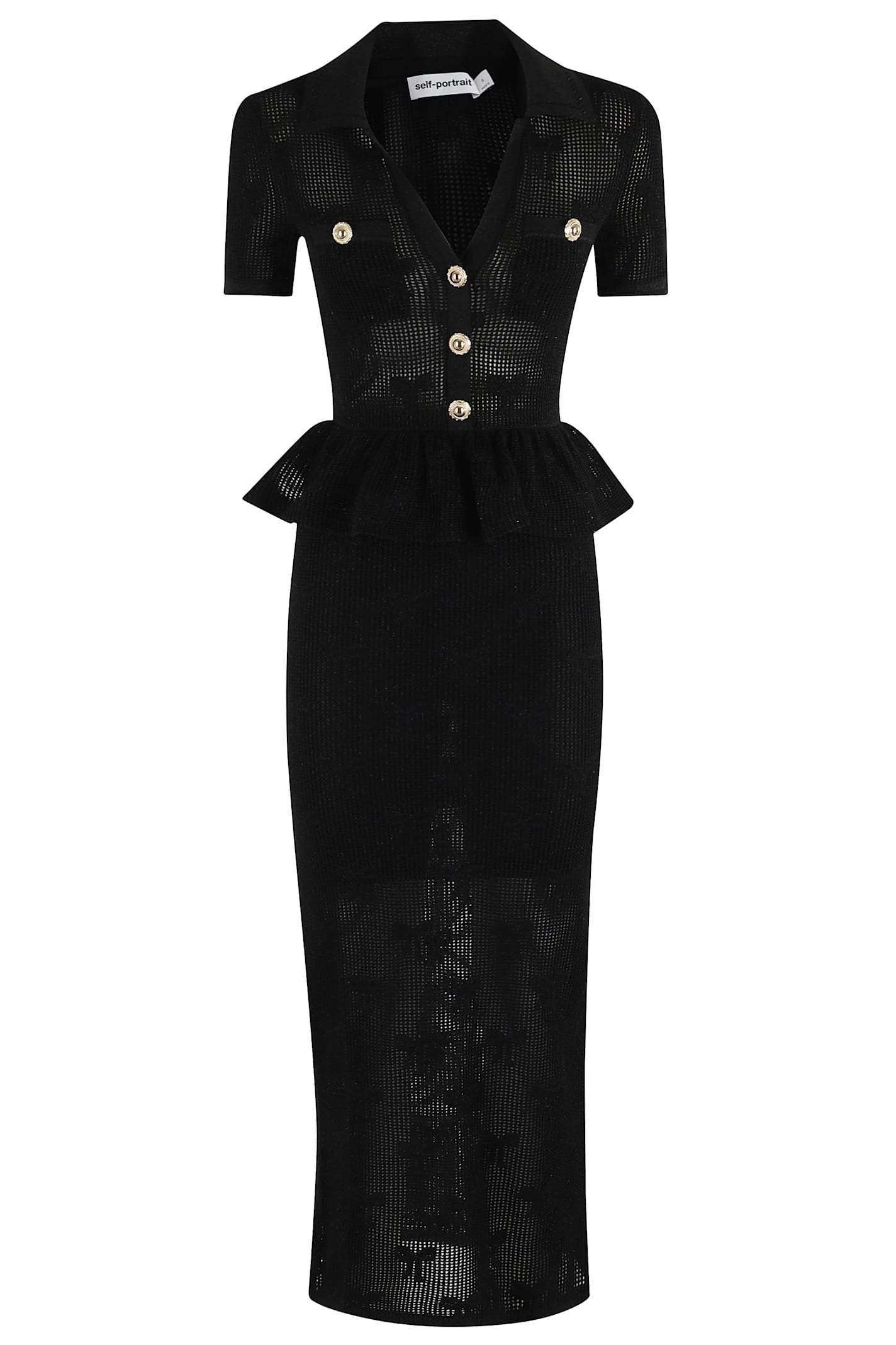 Self-portrait Bow Crochet Midi Dress In Black