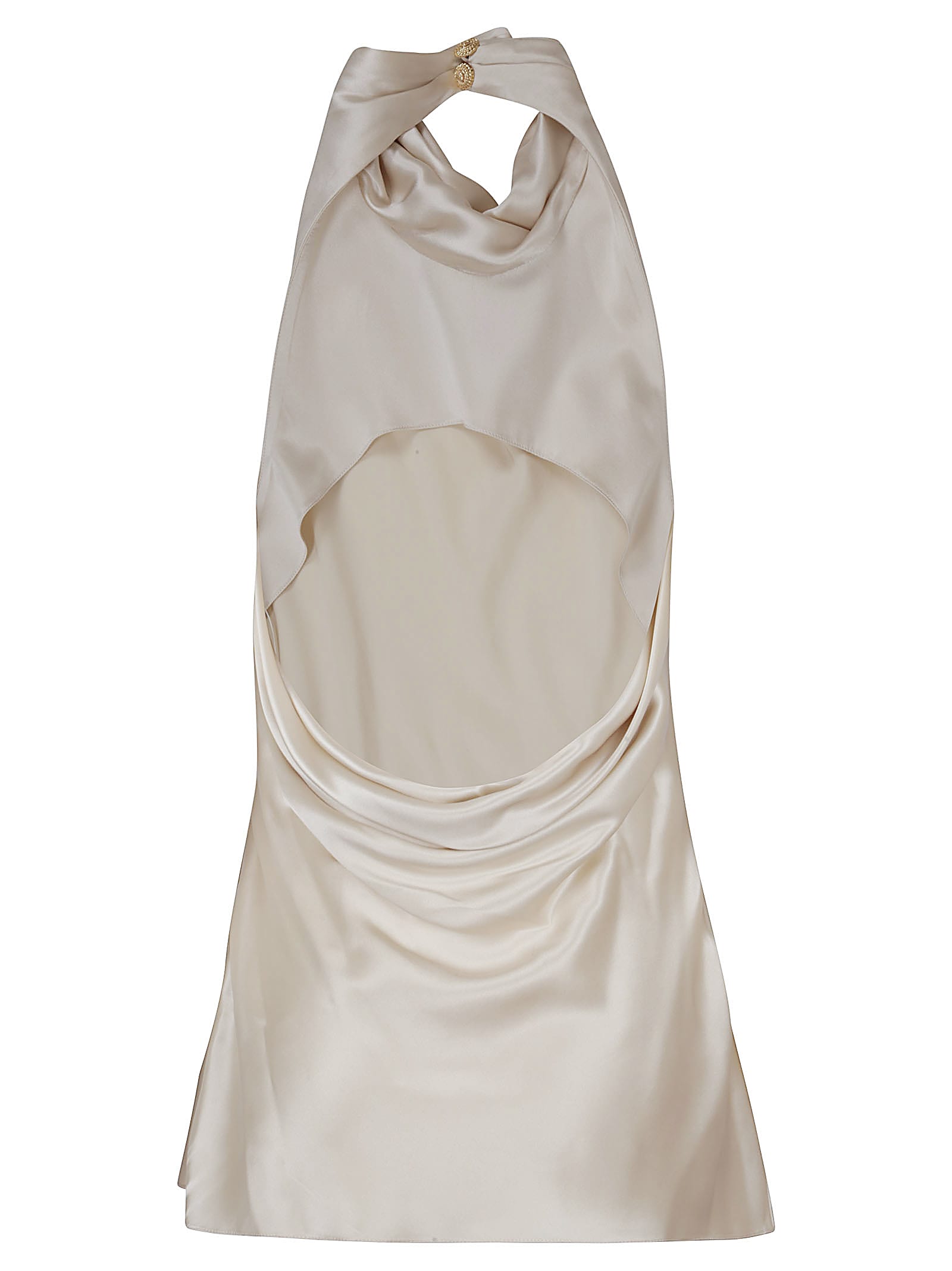 Balmain Halterneck Crepe Satin Top Clothing In Neutral