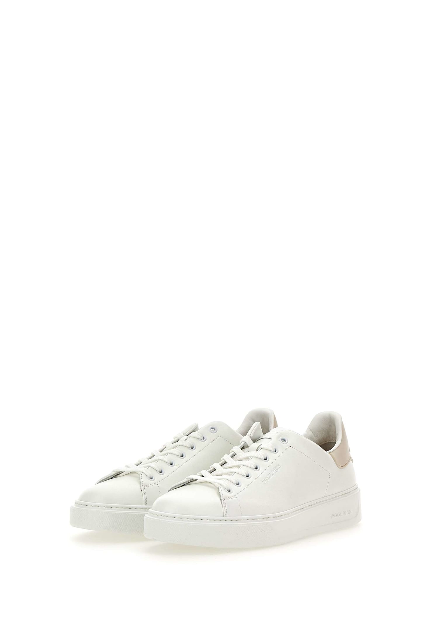 Shop Woolrich Leather Sneakers Classic Court In White