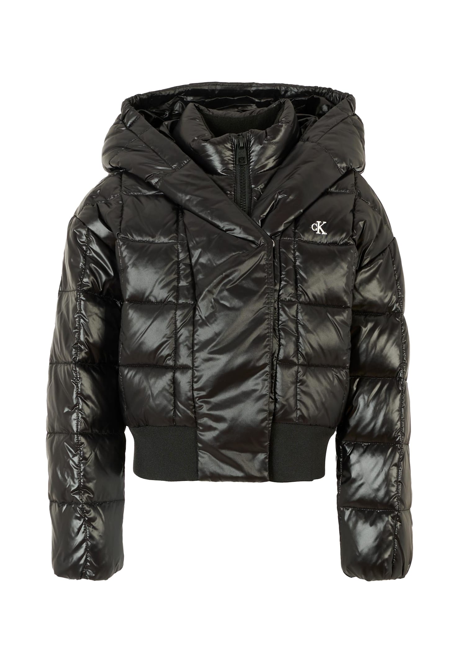 Calvin Klein Quilted Hooded Jacket In Animal Print
