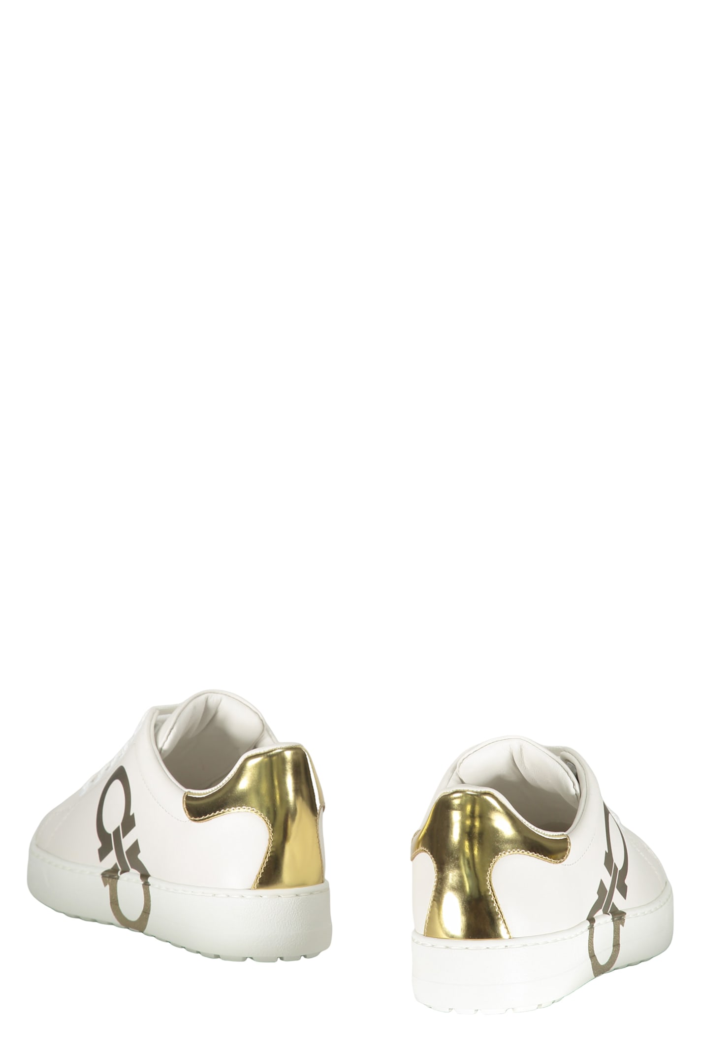 Ferragamo Number Leather Low-top Sneakers In White