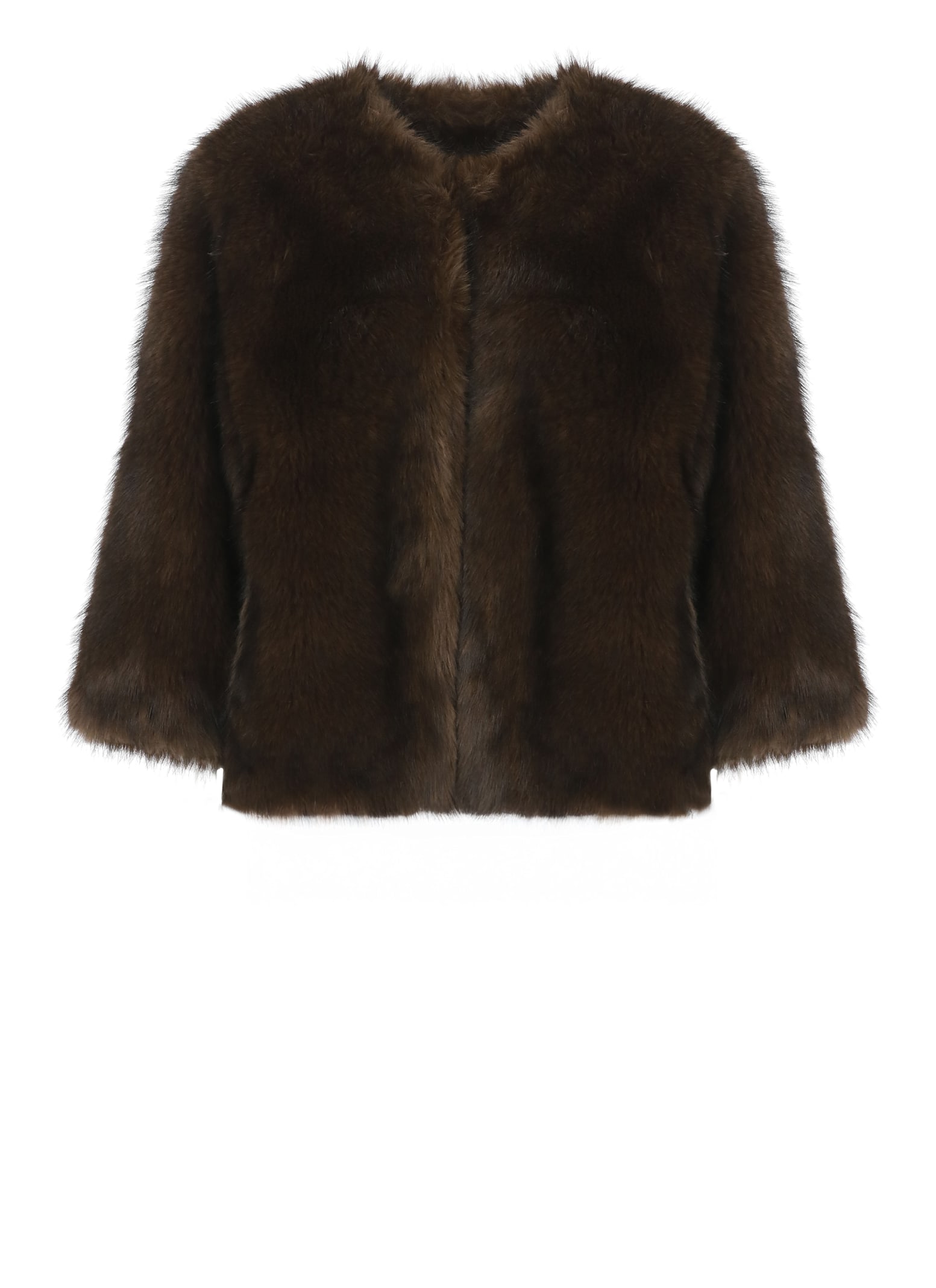 Betta Corradi Faux Fur Coat In Brown