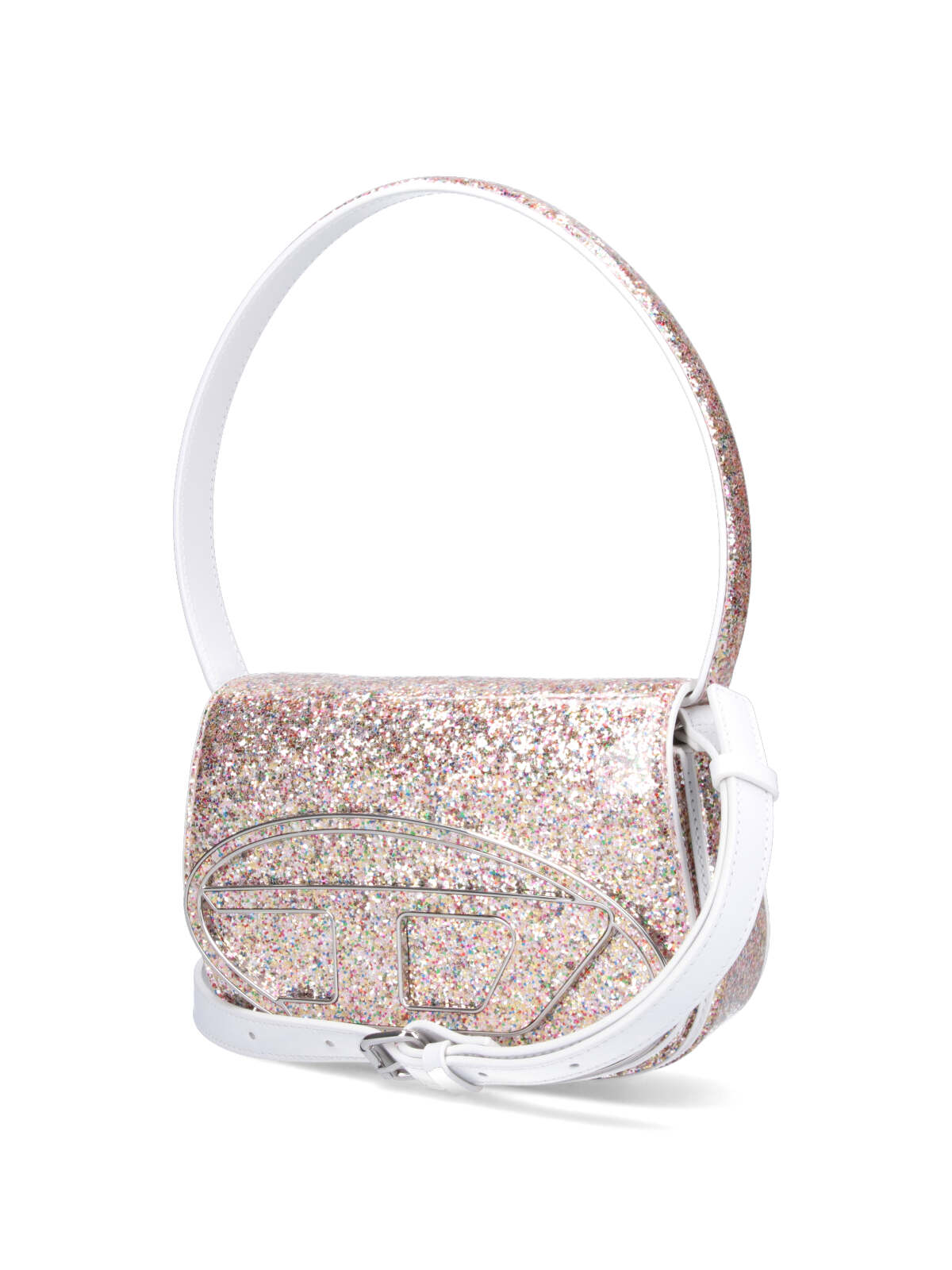 Diesel Glitter Top Handle Shoulder Bag In White