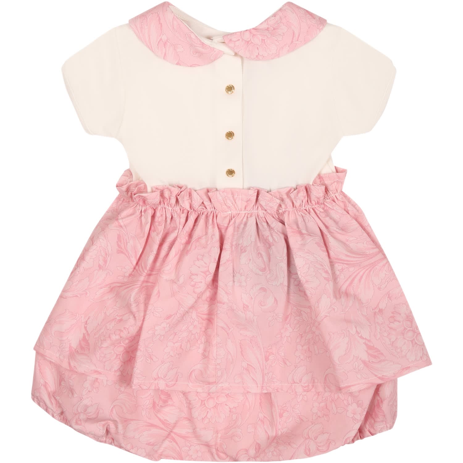 Shop Versace Pink Dress For Baby Girl With Baroque Print